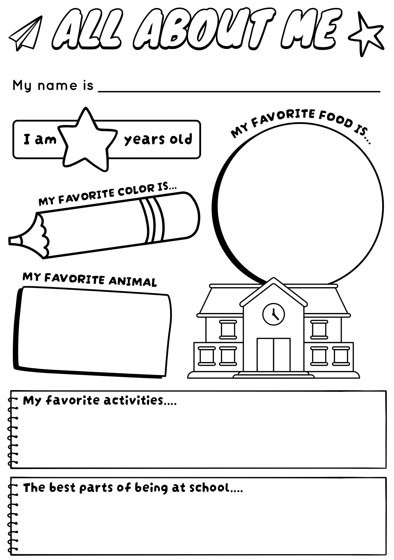 All About Me Worksheet
