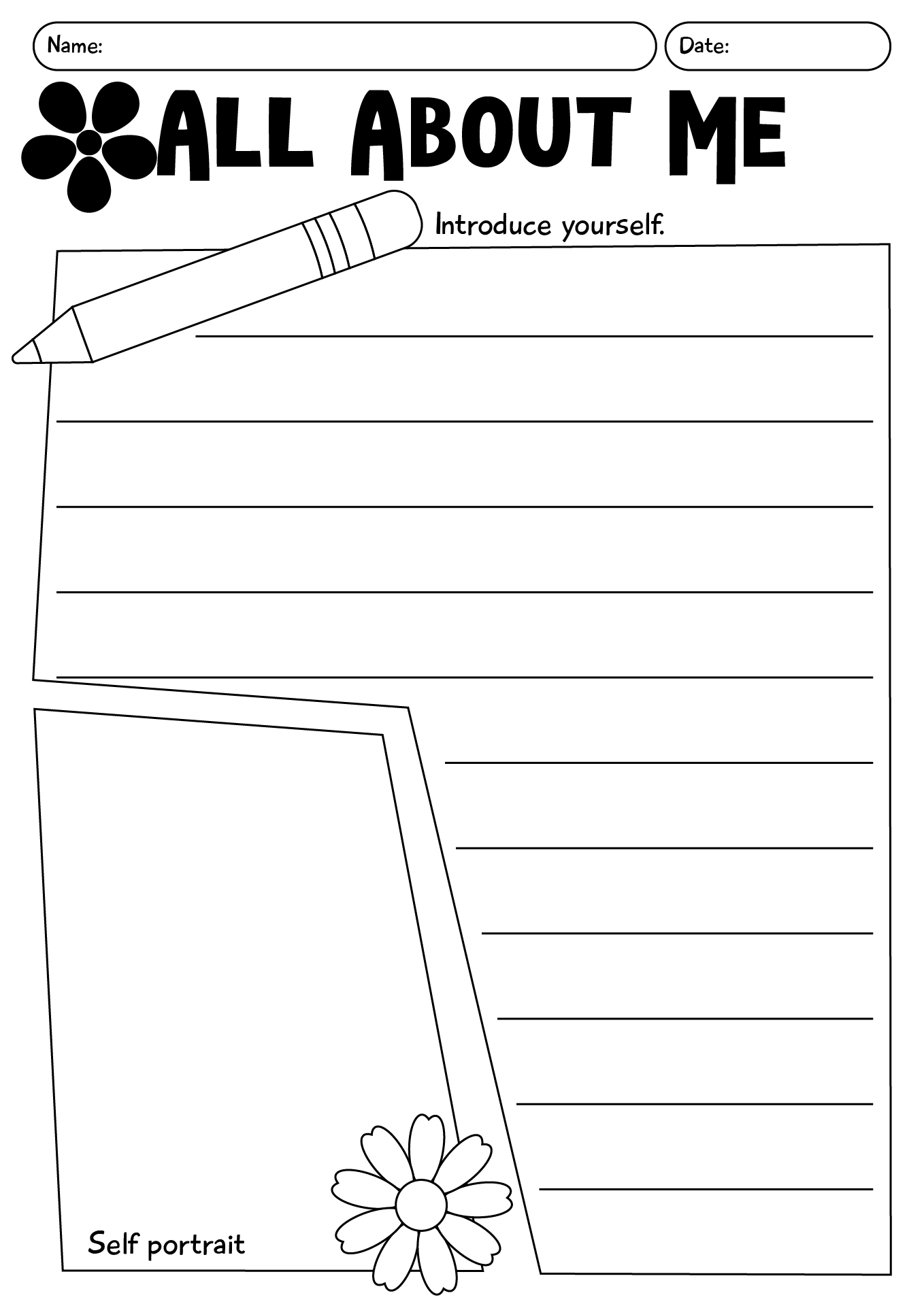 All About Me Writing Worksheet