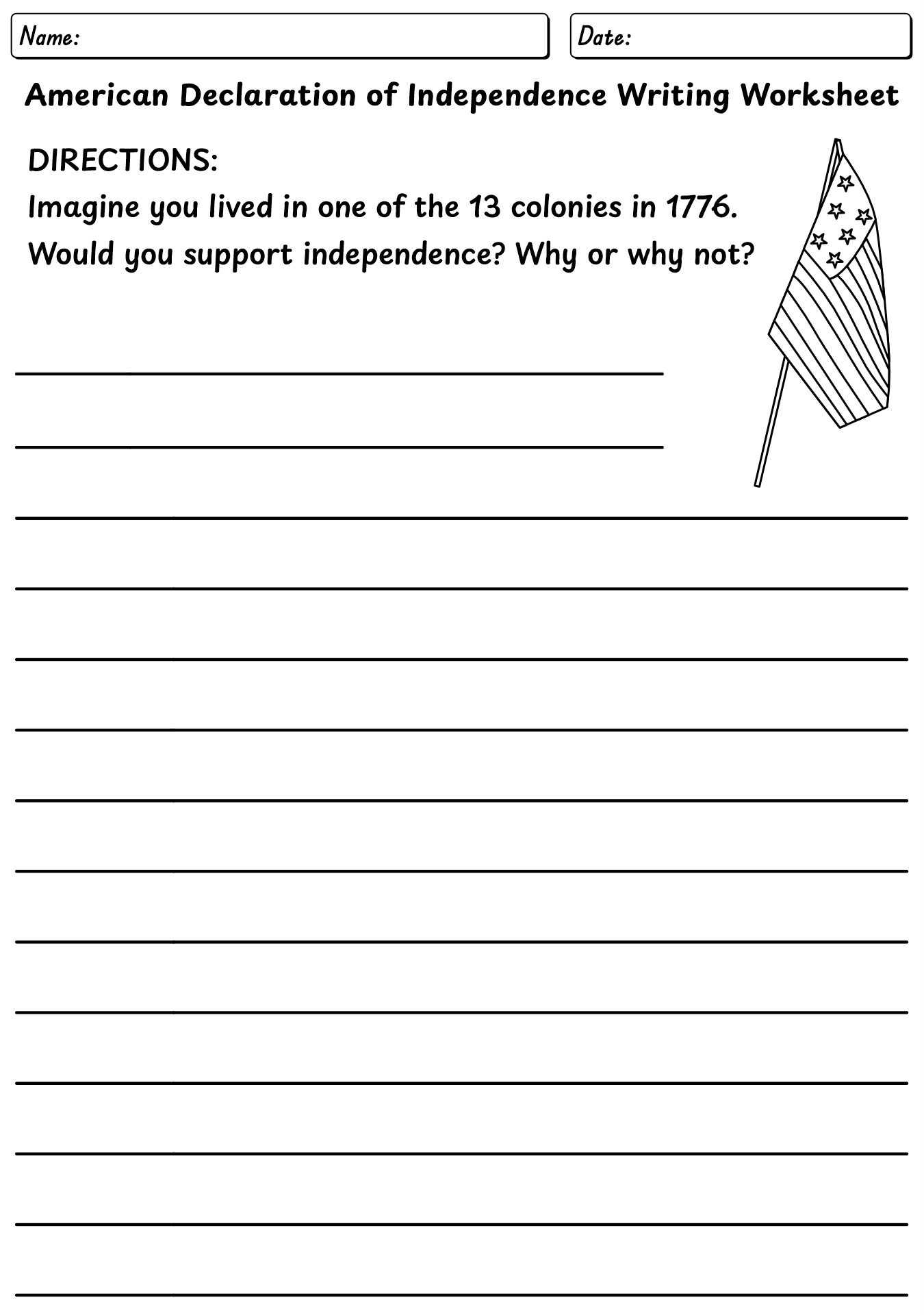 American Declaration Of Independence Worksheets