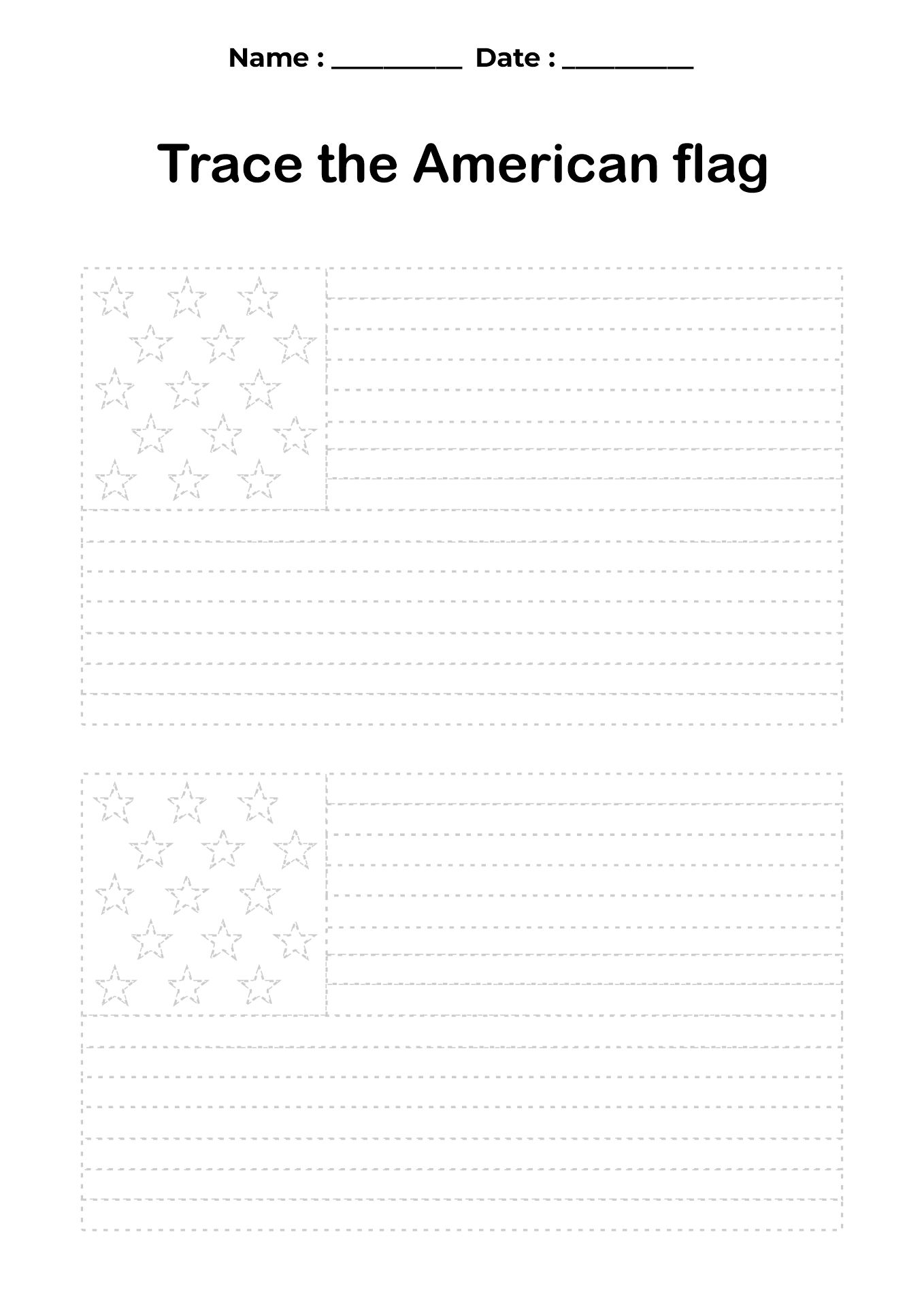 American Flag Tracing Activities for Kids