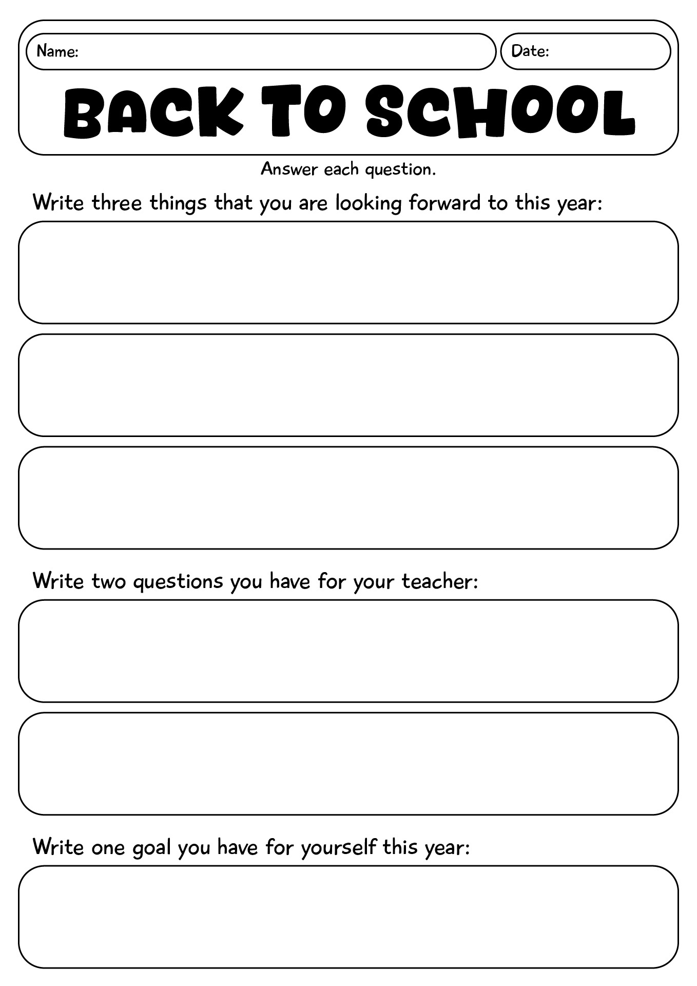 Back To School Activities 3rd Grade