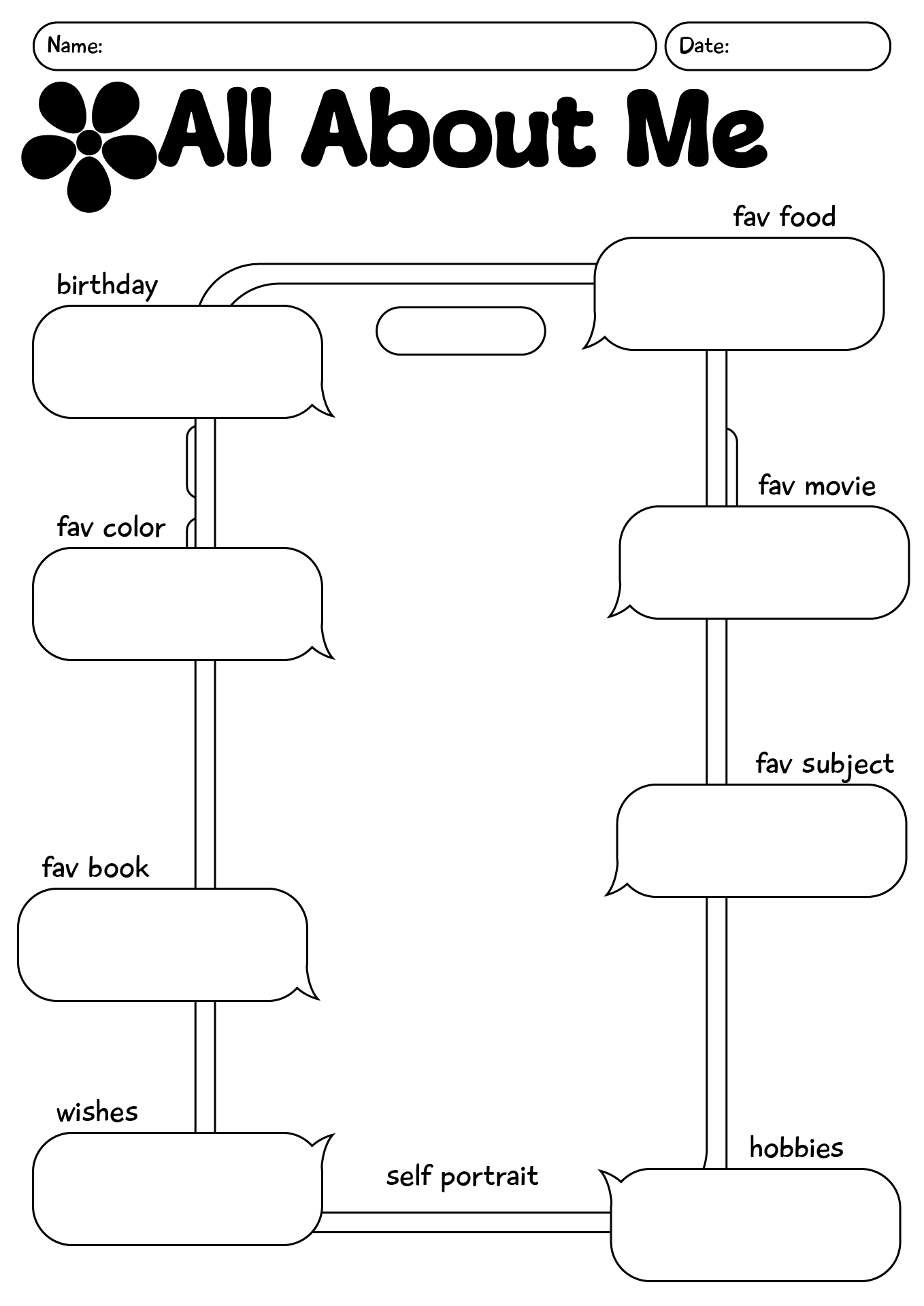 Back To School All About Me Worksheet