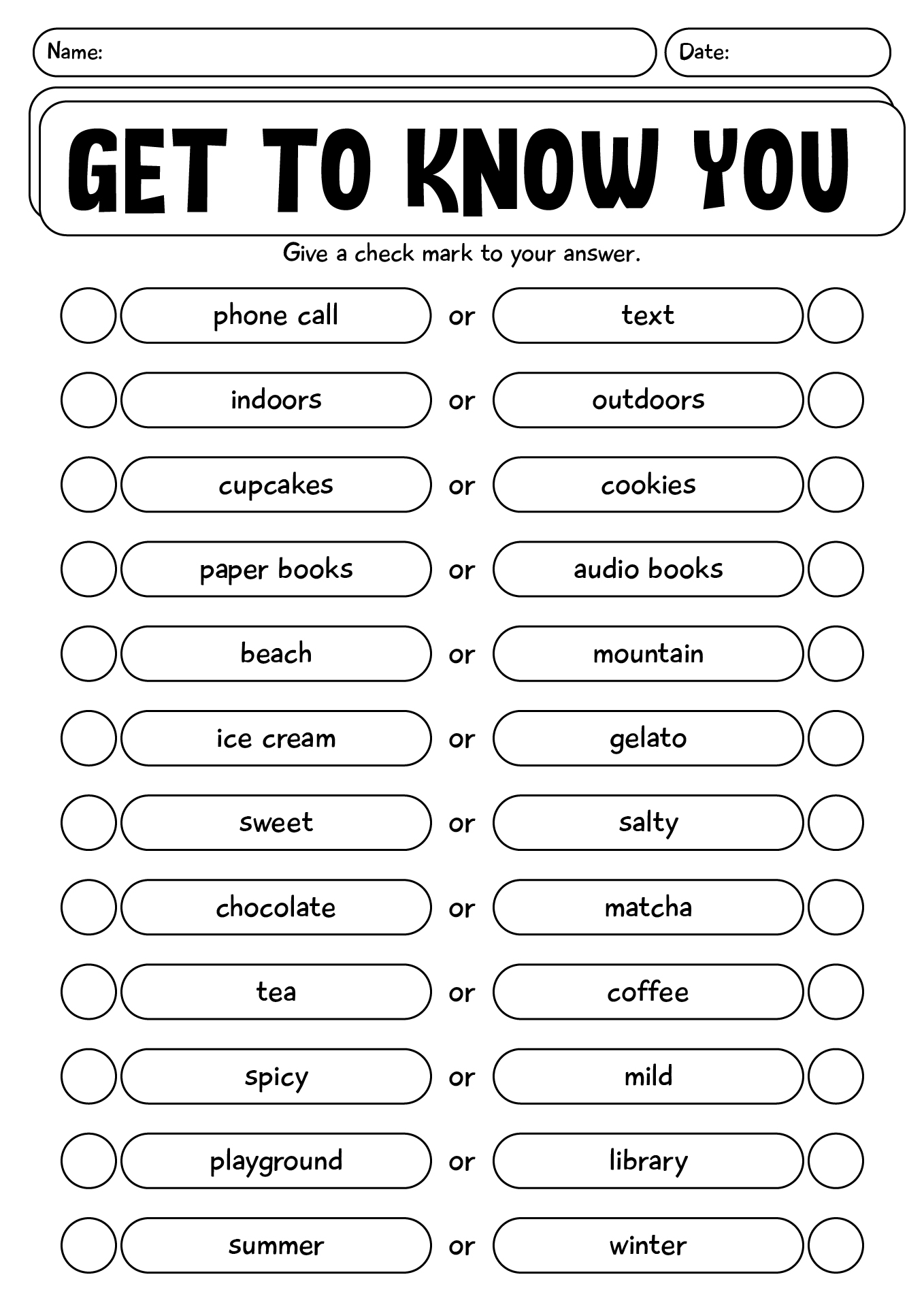 Back To School Get To Know You Worksheet