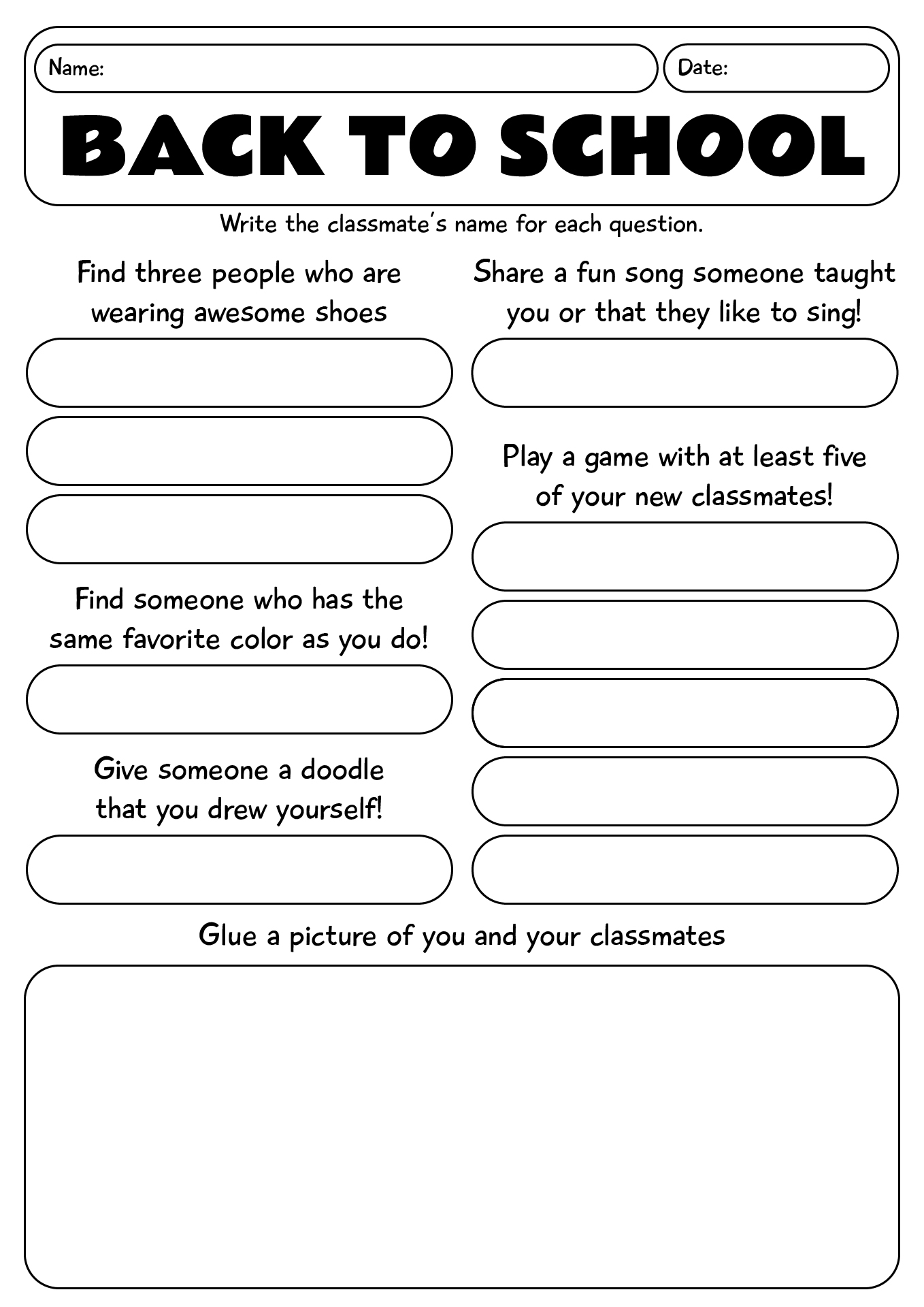 Back To School Worksheets For 3rd Grade