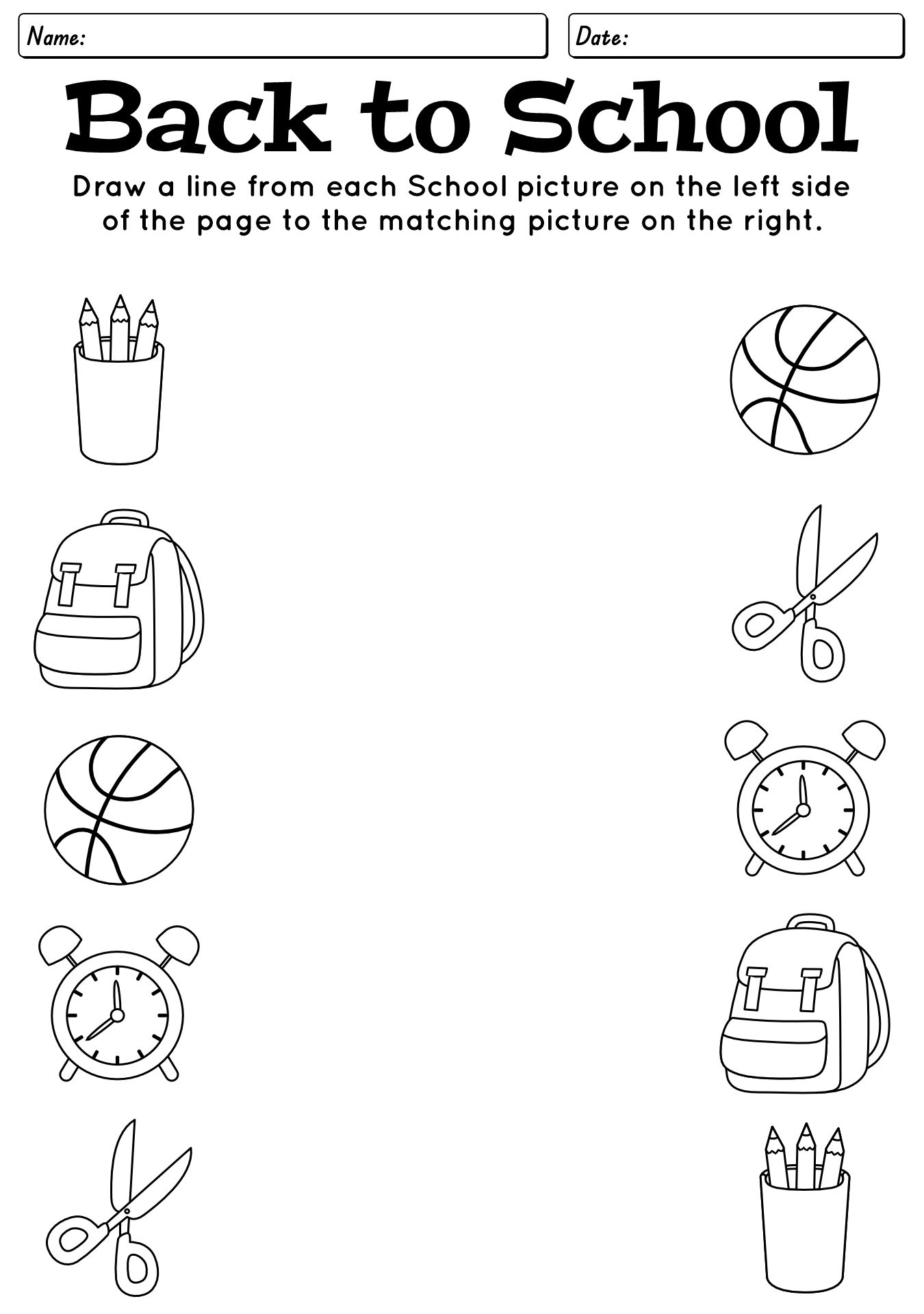 Back To School Worksheets For Kids