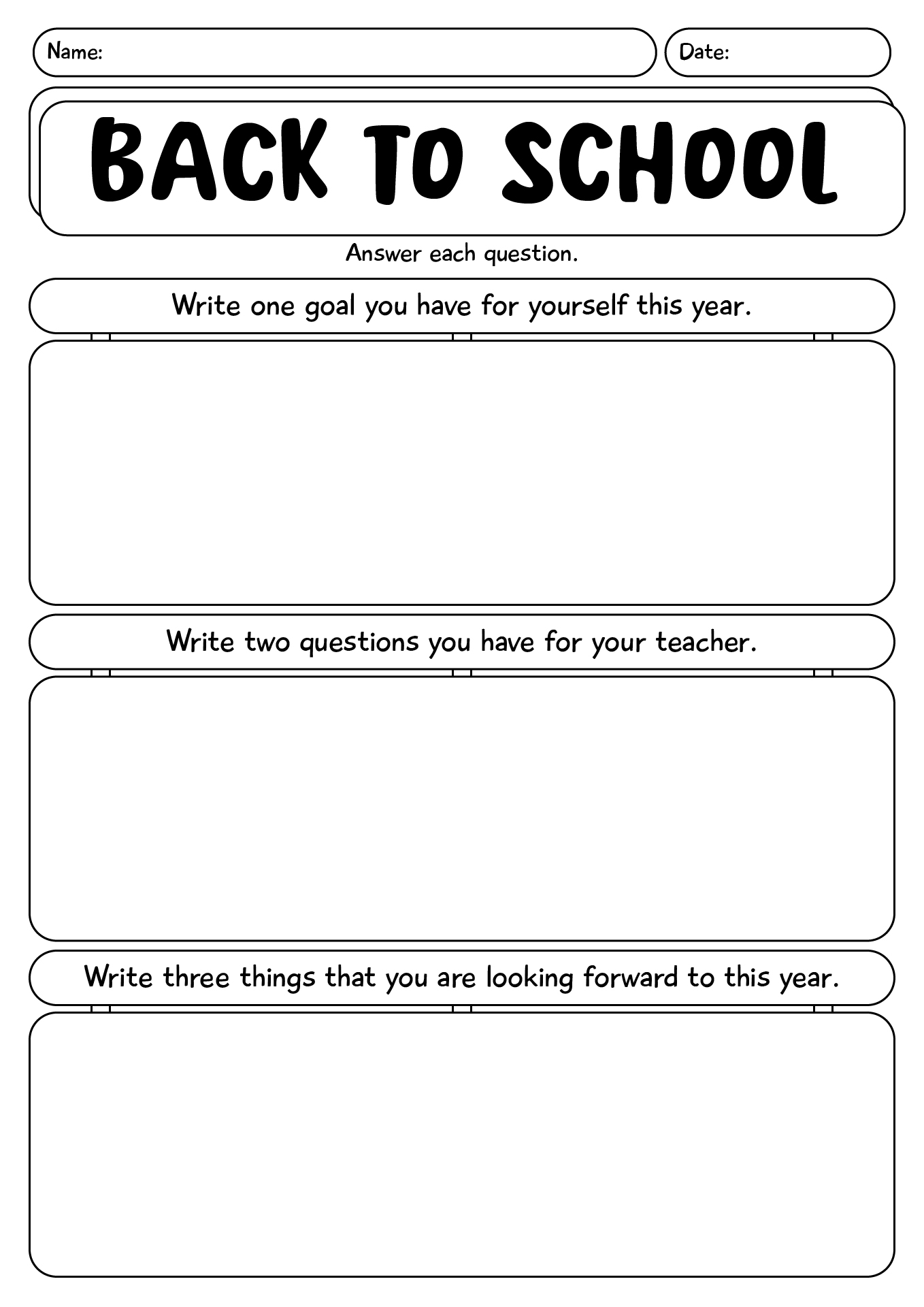 Back To School Worksheets For Kids