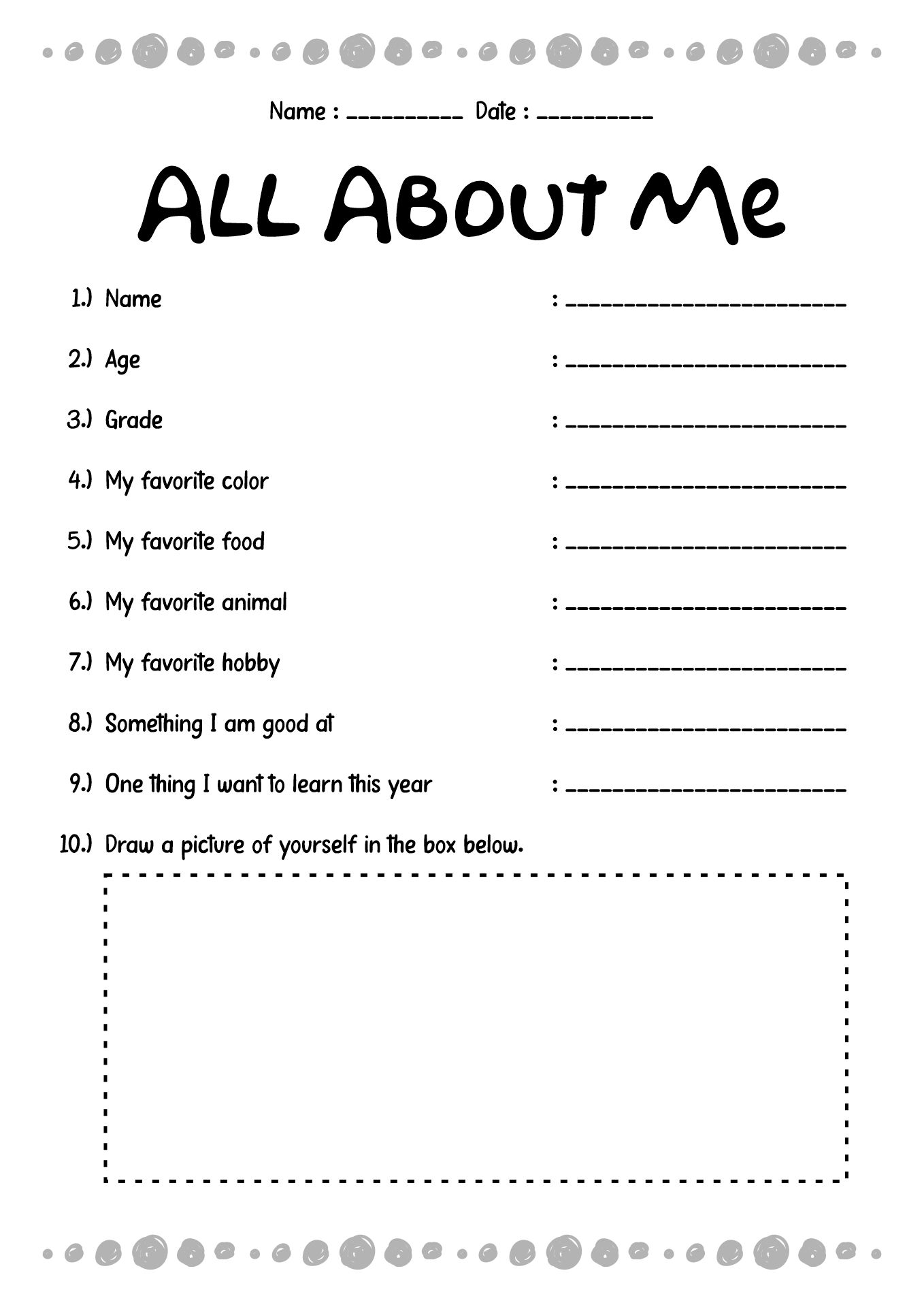 Back to School Activity Sheets for Young Students