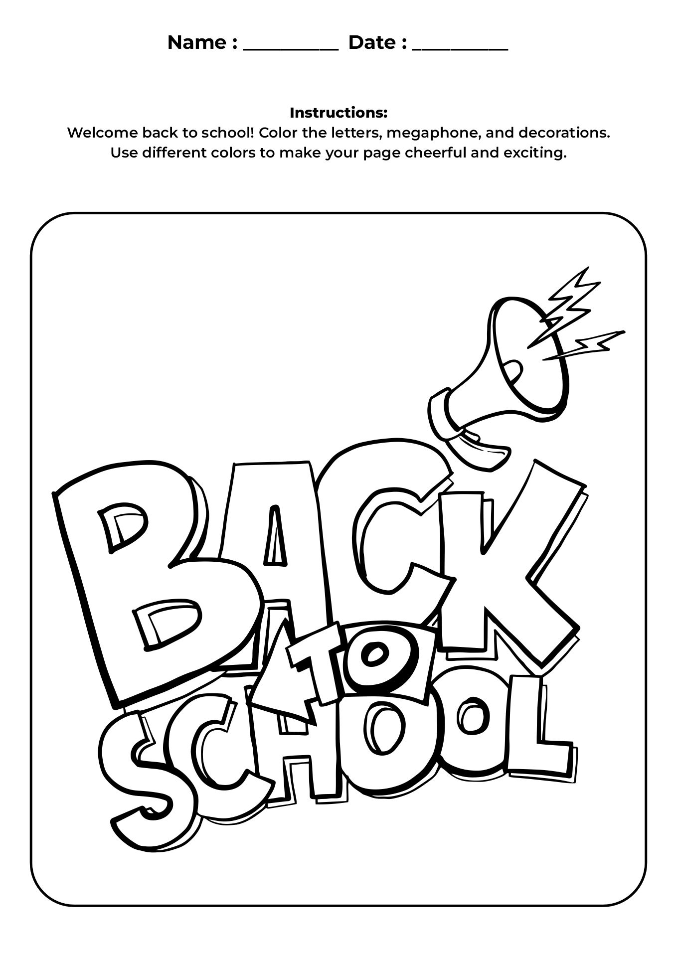 Back to School Worksheets for Kids