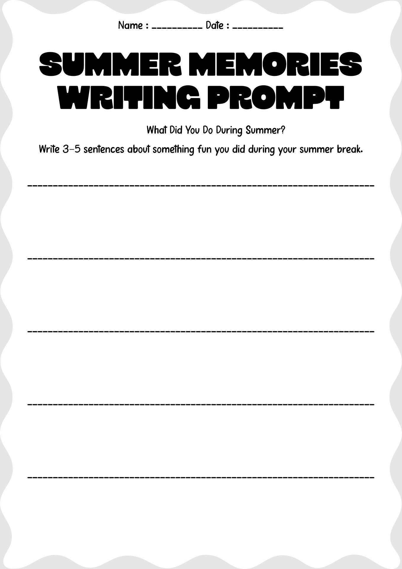 Beginning of Year Literacy Worksheets for Elementary