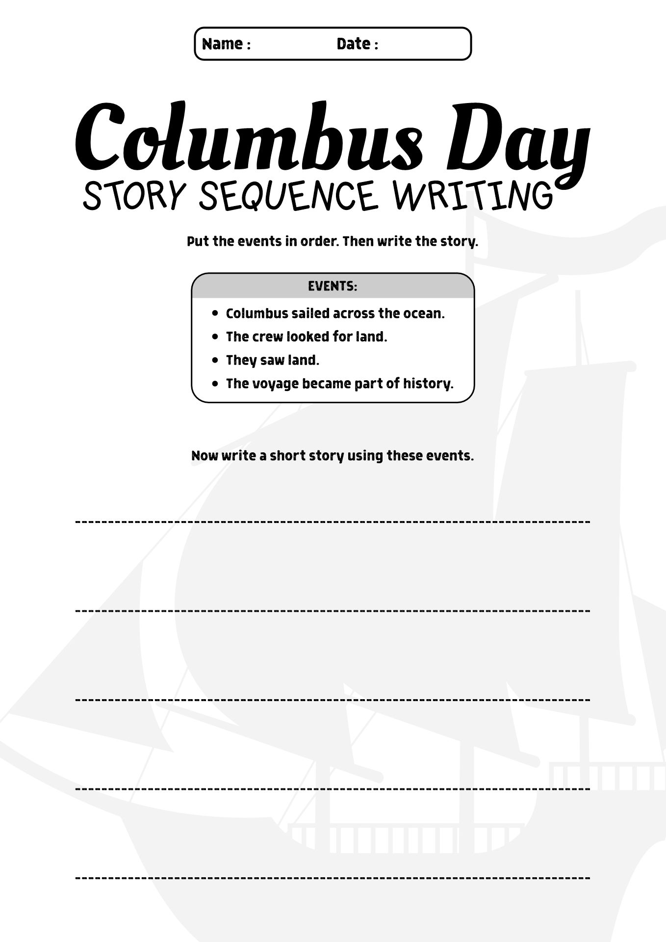 Christopher Columbus Second Grade Worksheet