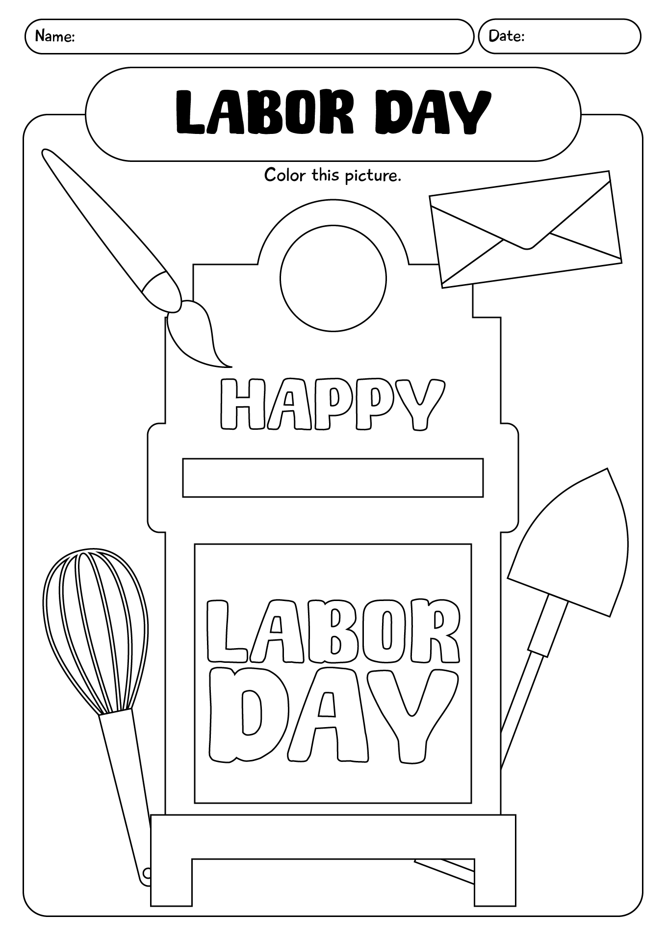 Coloring Activity For Labor Day