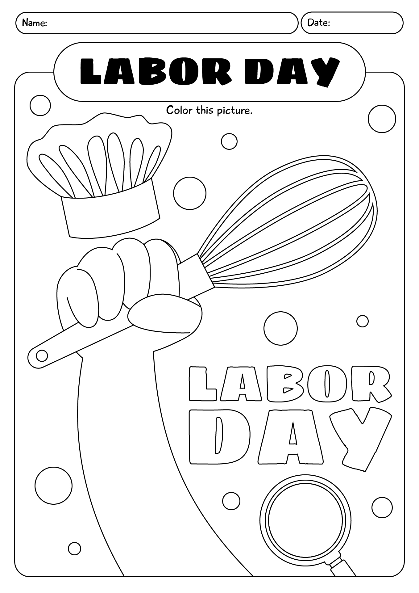 Coloring Labor Day For Students Worksheet
