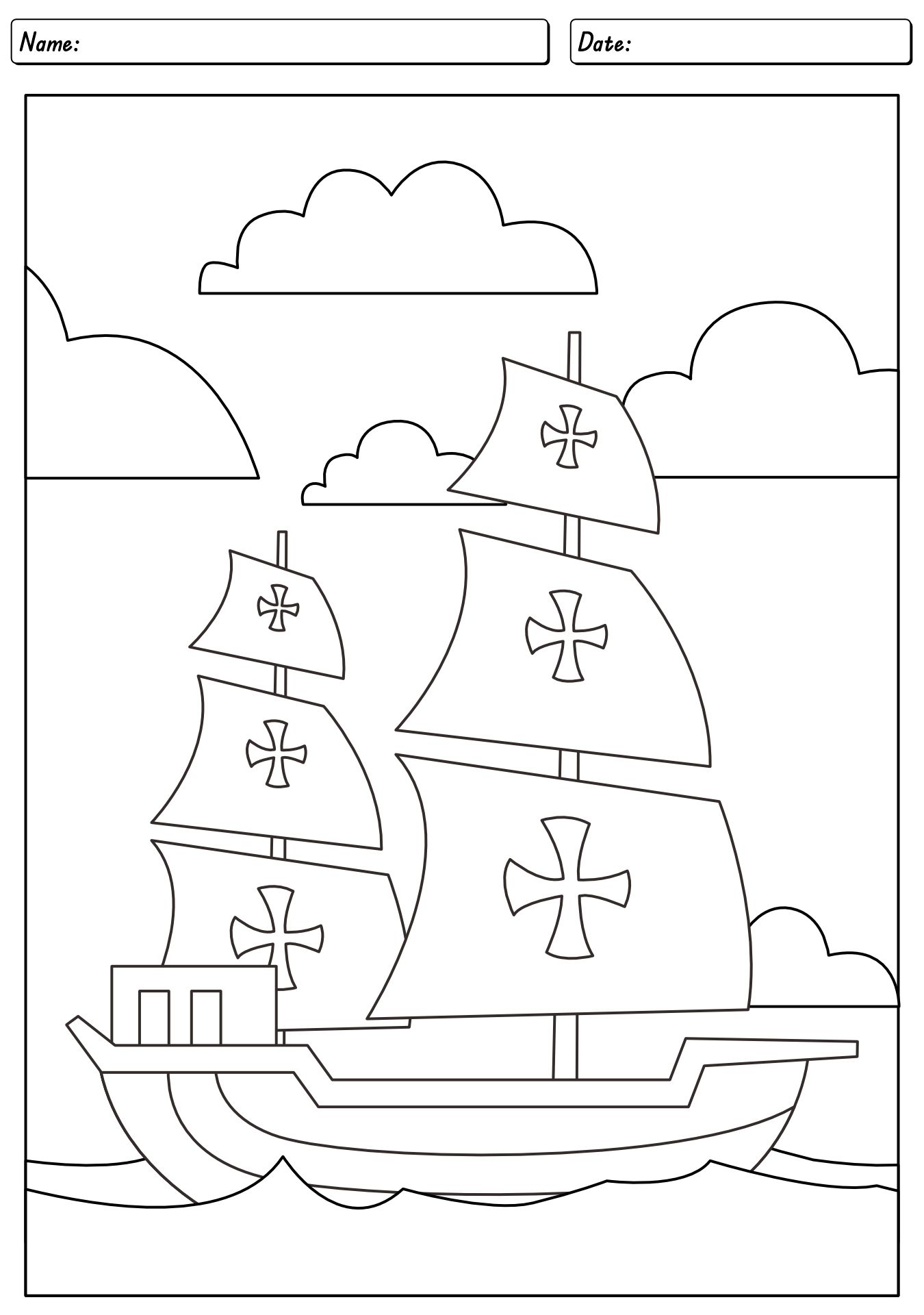 Columbus Day Coloring Sheets