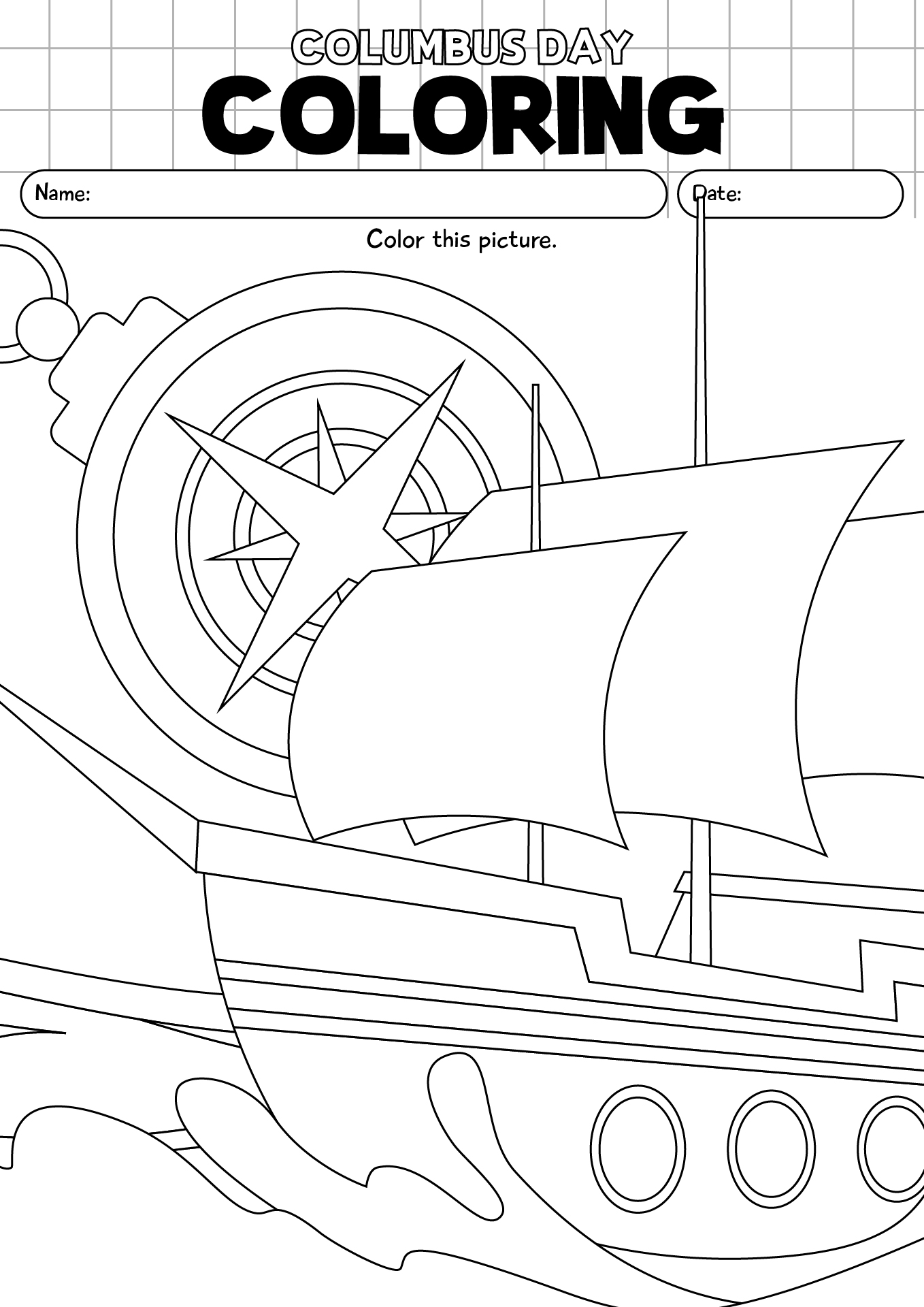 Columbus Day Coloring Worksheet