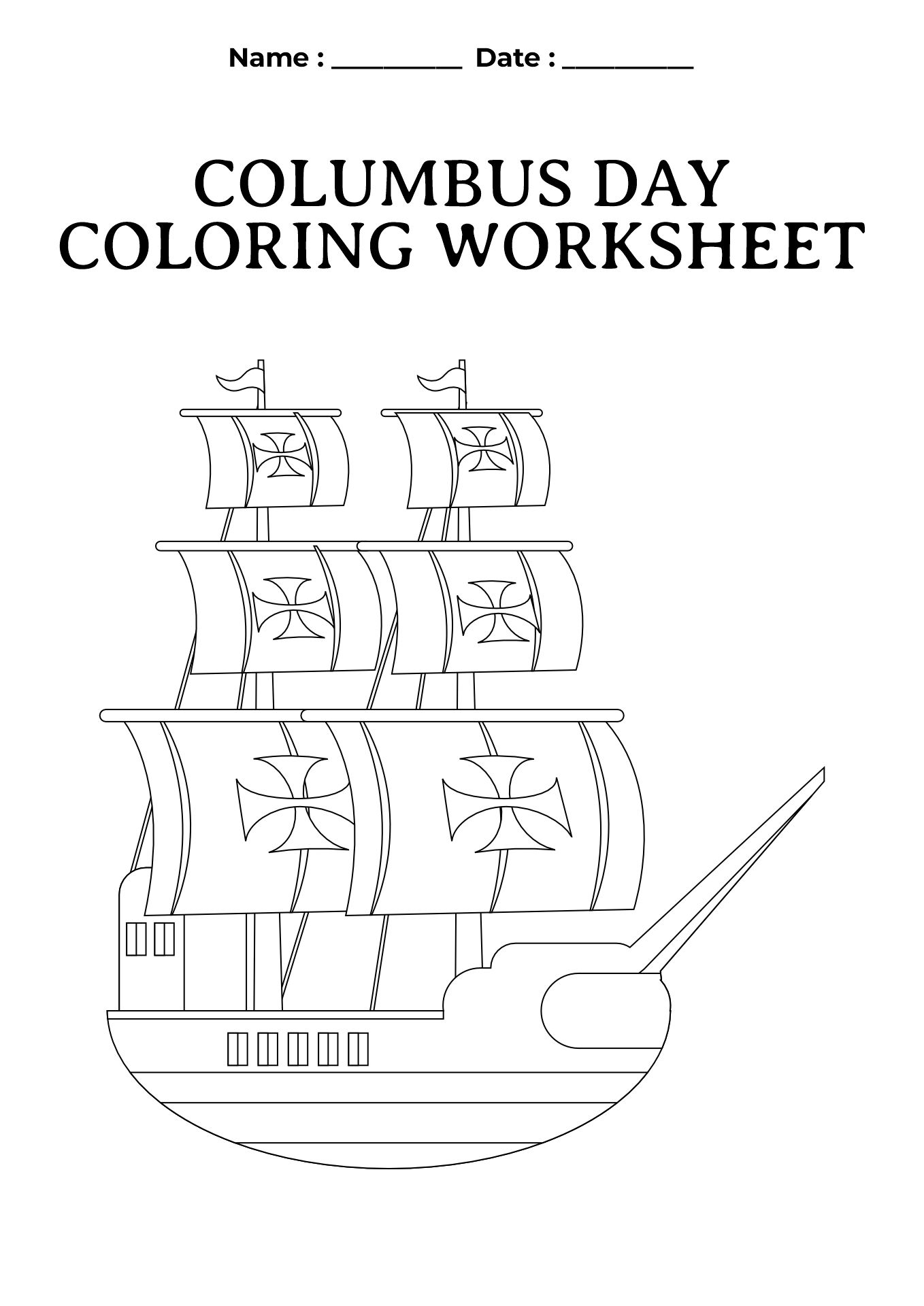 Columbus Day Worksheet Activities for Grade 1