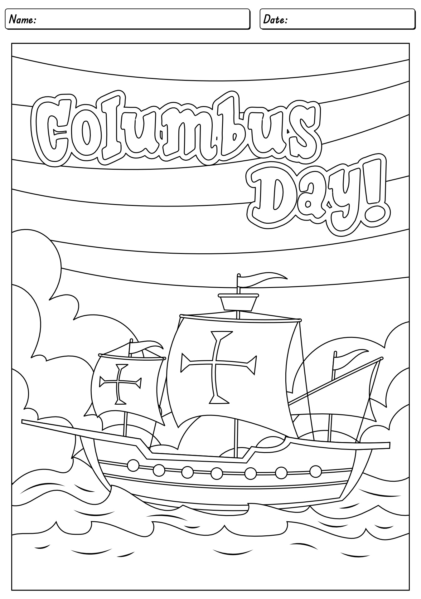 Columbus Day Worksheets Coloring