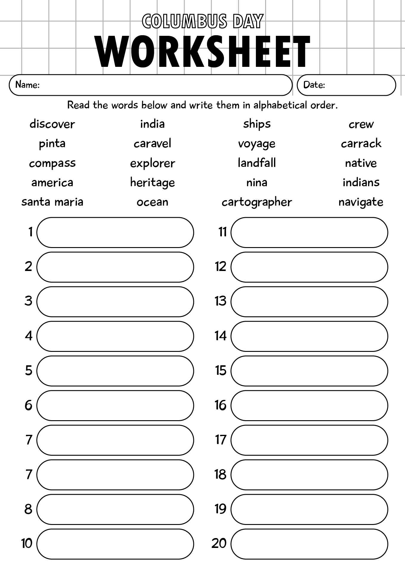 Columbus Day Worksheets For Kids