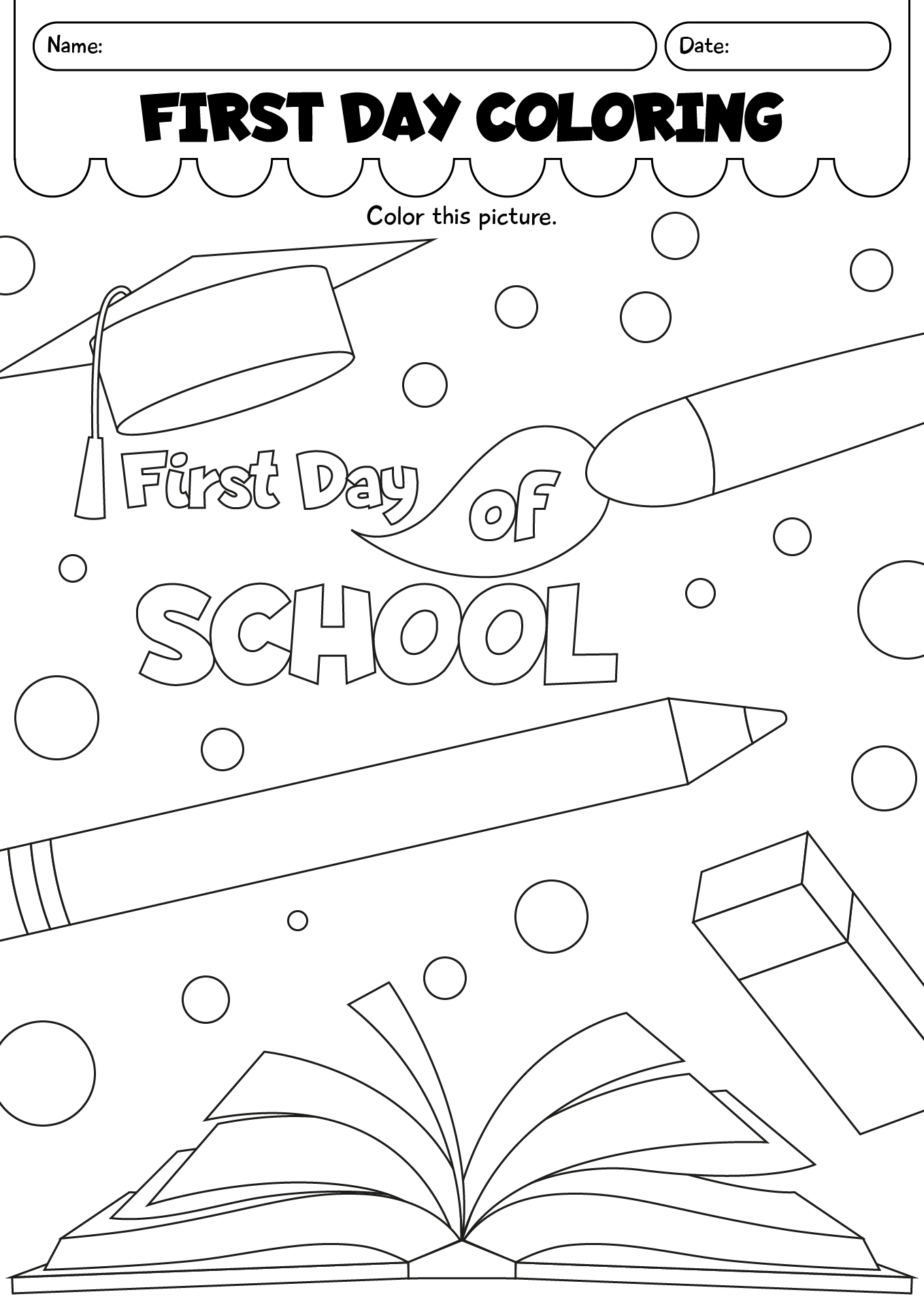 First Day Coloring Worksheet