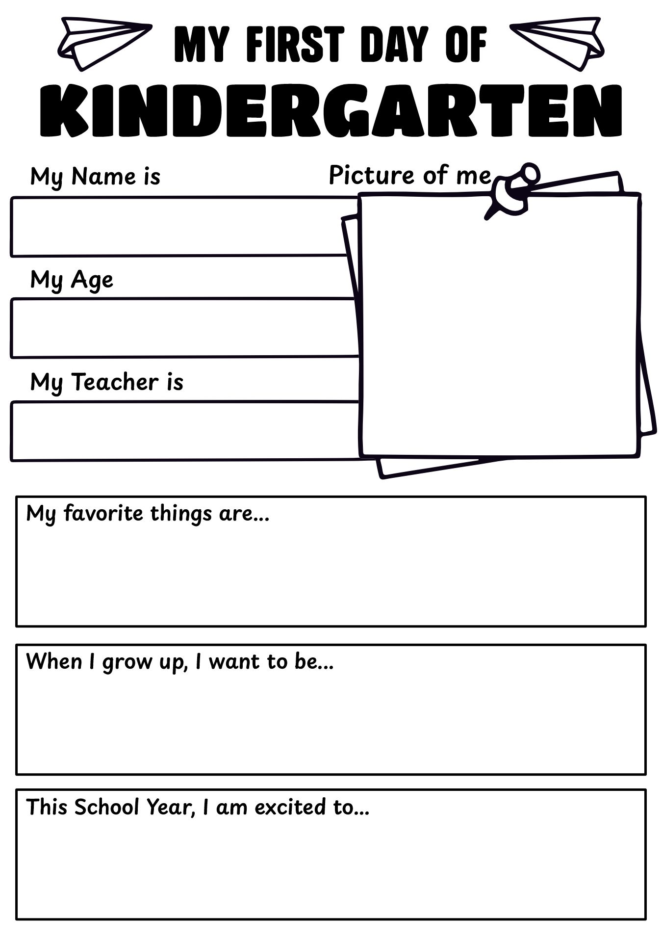 First Day Of Kindergarten Worksheet