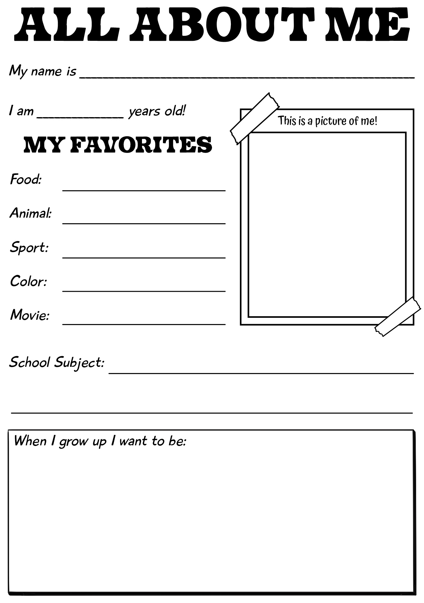 First Day Of School Activity Page
