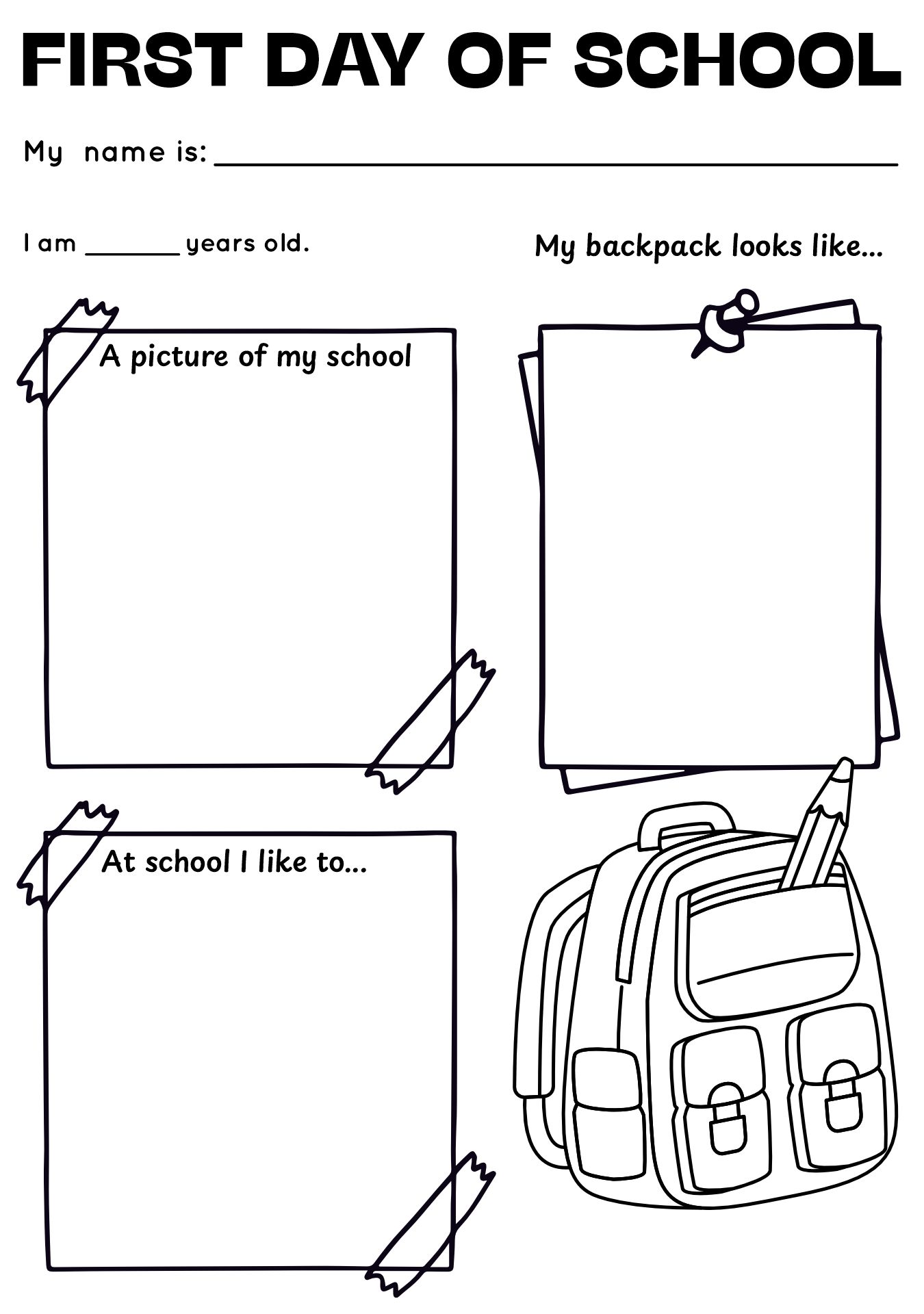 First Day Of School Activity Worksheet