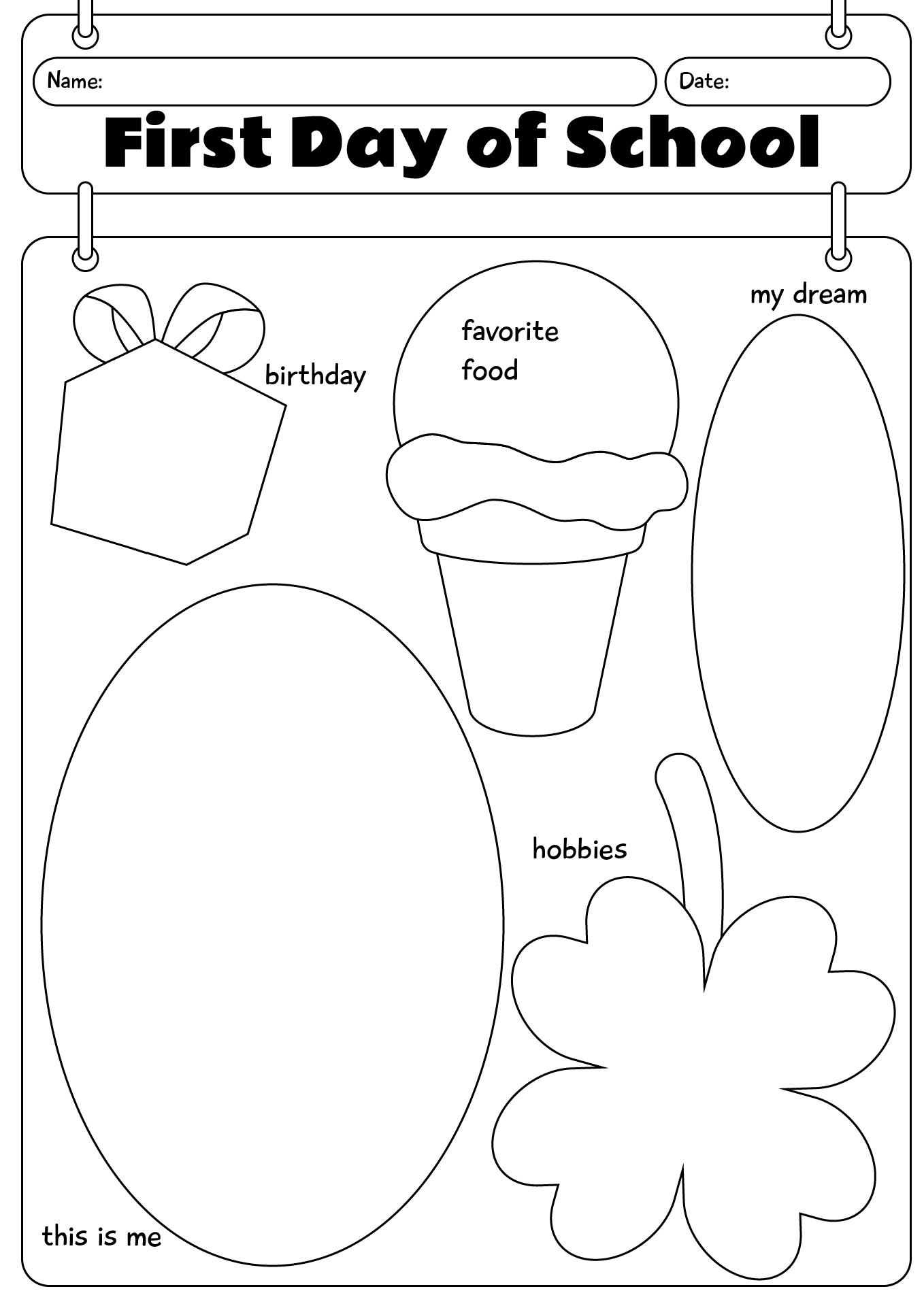 First Day Of School Activity Worksheets