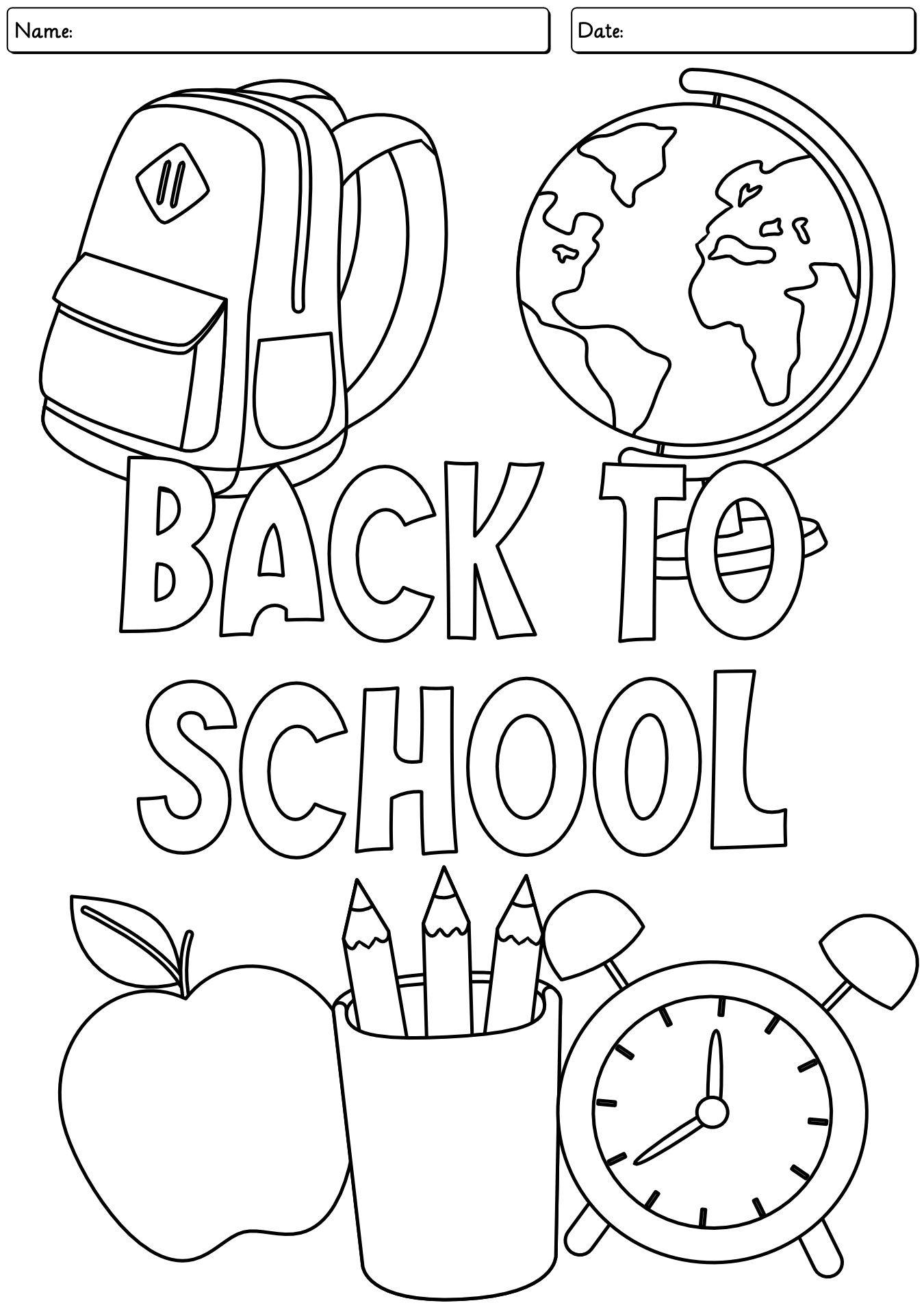 First Day of School Kindergarten Coloring Sheets