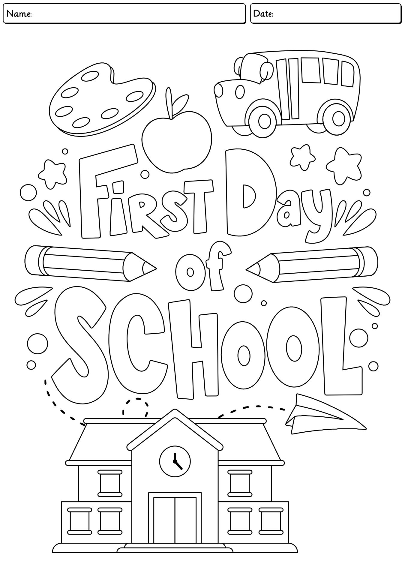 First Day Of School Printable Worksheet For Student