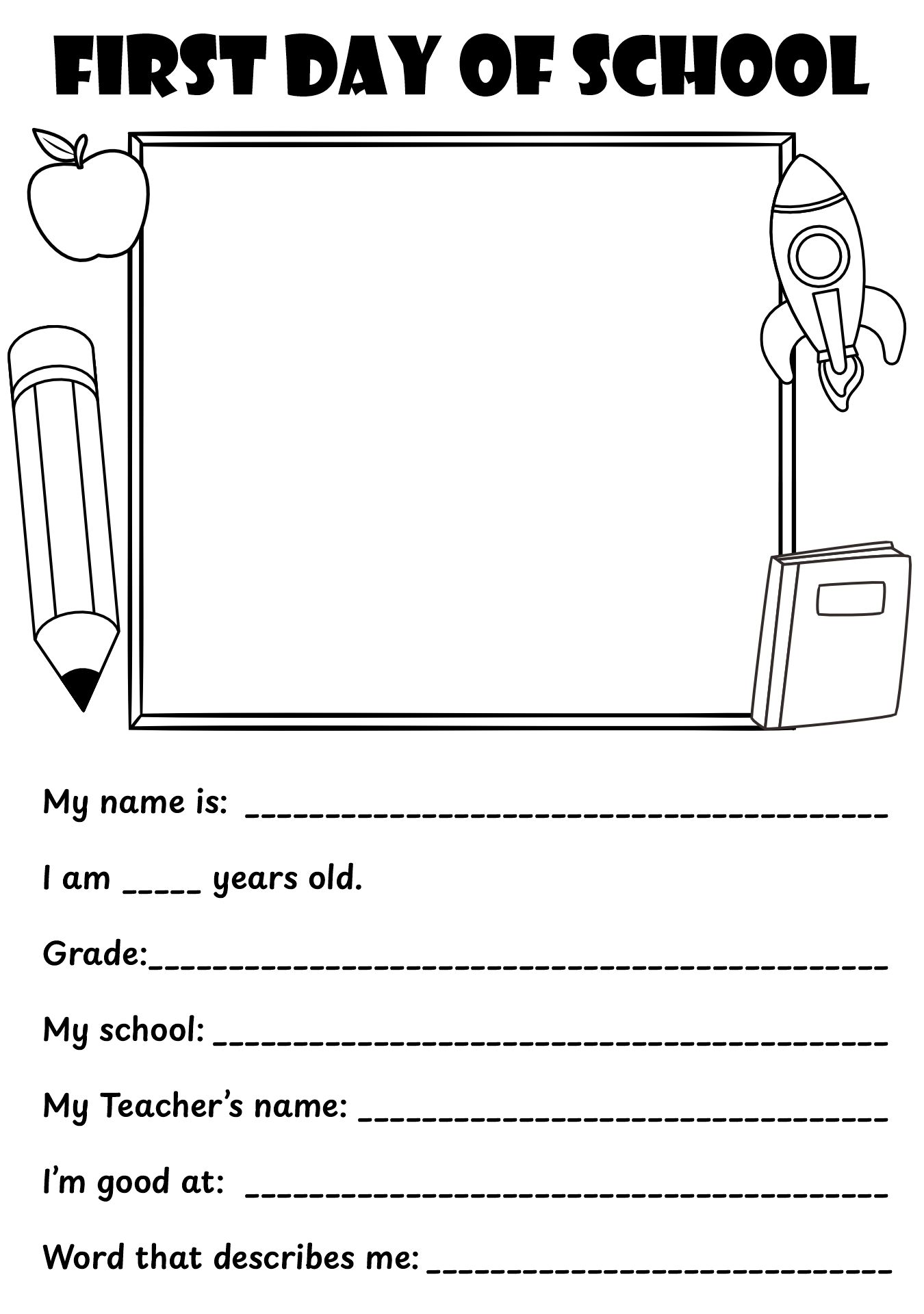 First Day Of School Worksheets