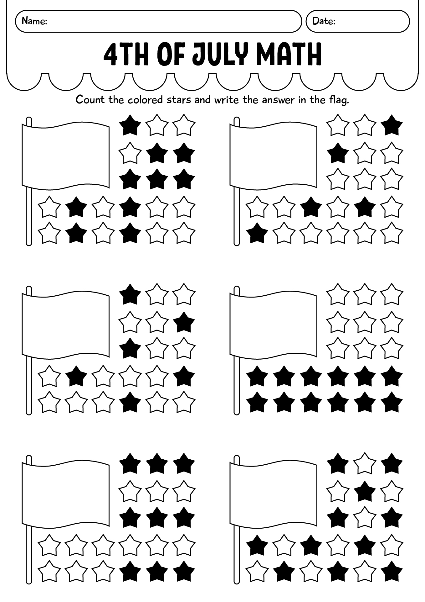 Fourth Of July Printable Math Worksheets