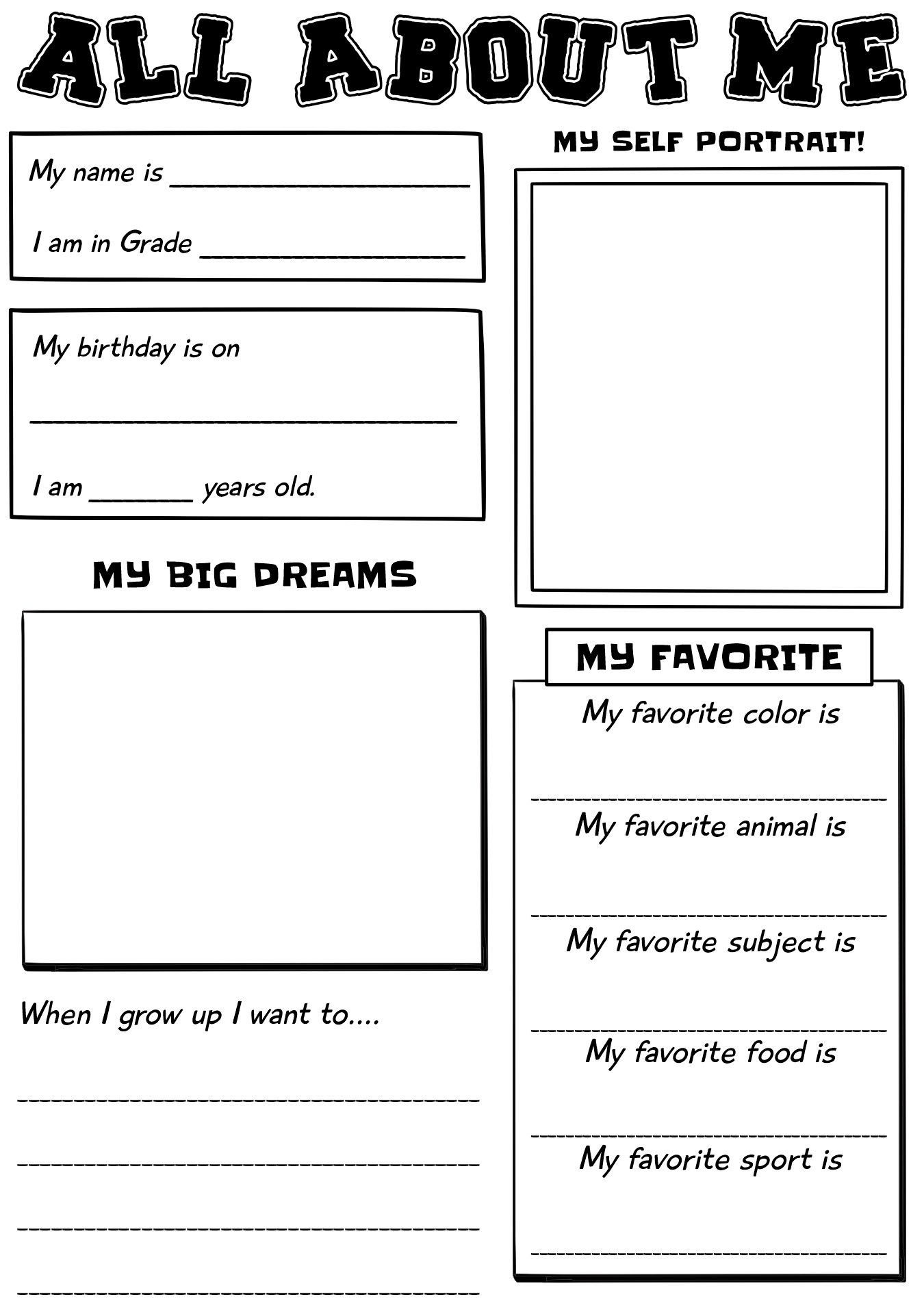 Fun First Day Of School Worksheets