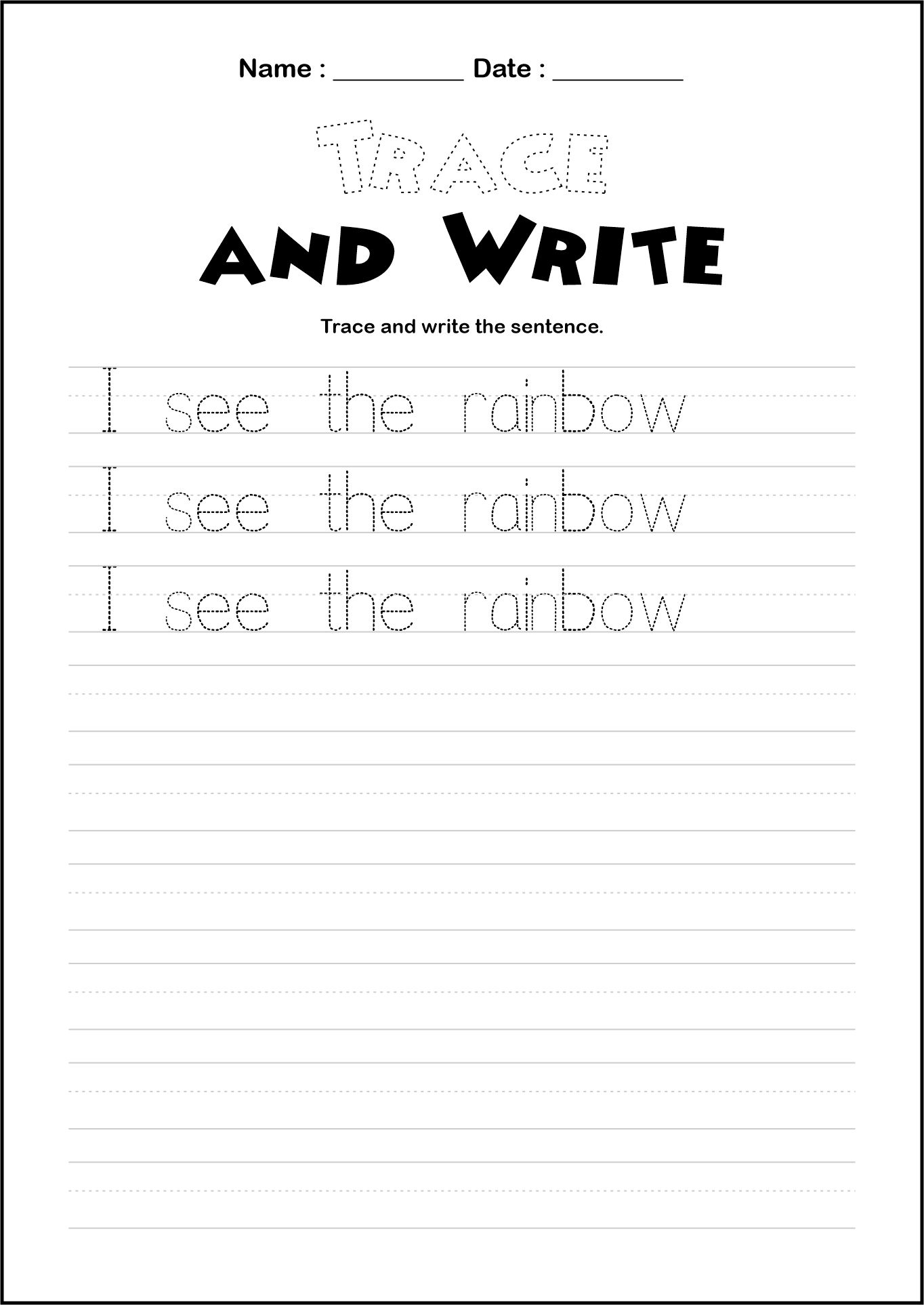 Handwriting Worksheets for 1st Grade