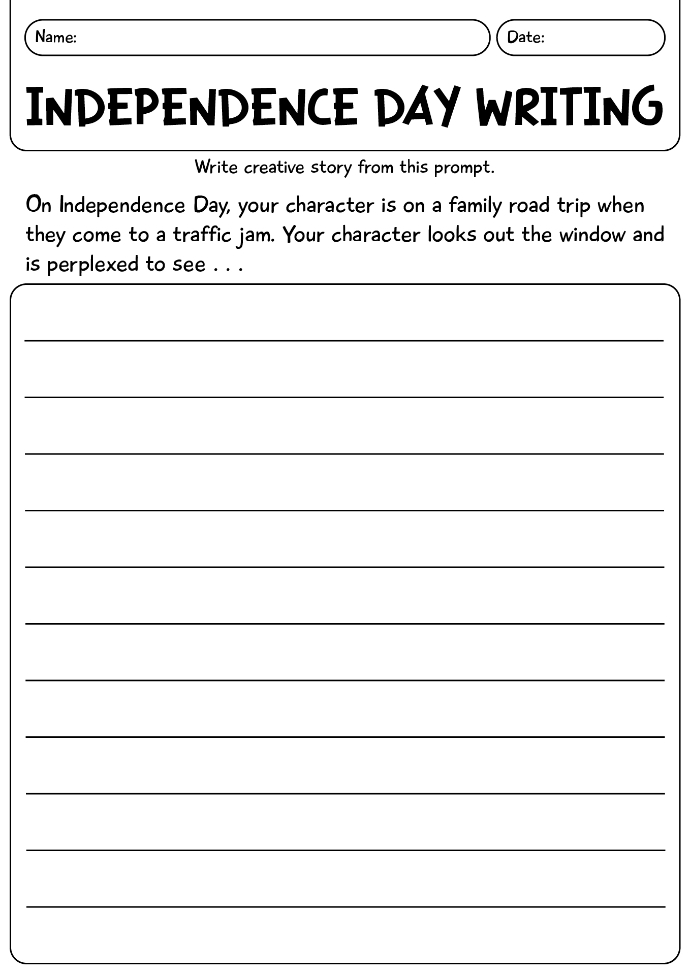 Independence Day Writing Worksheet