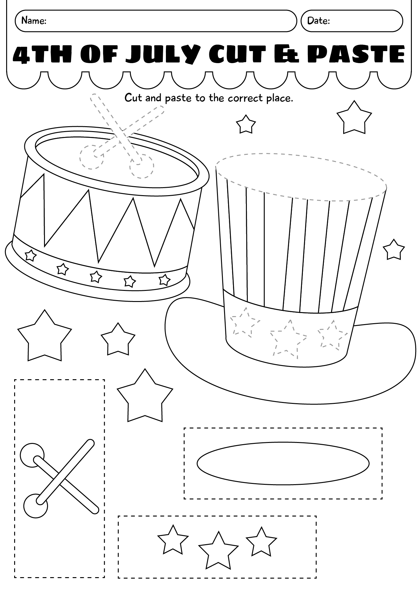 July Cut And Glue Worksheets