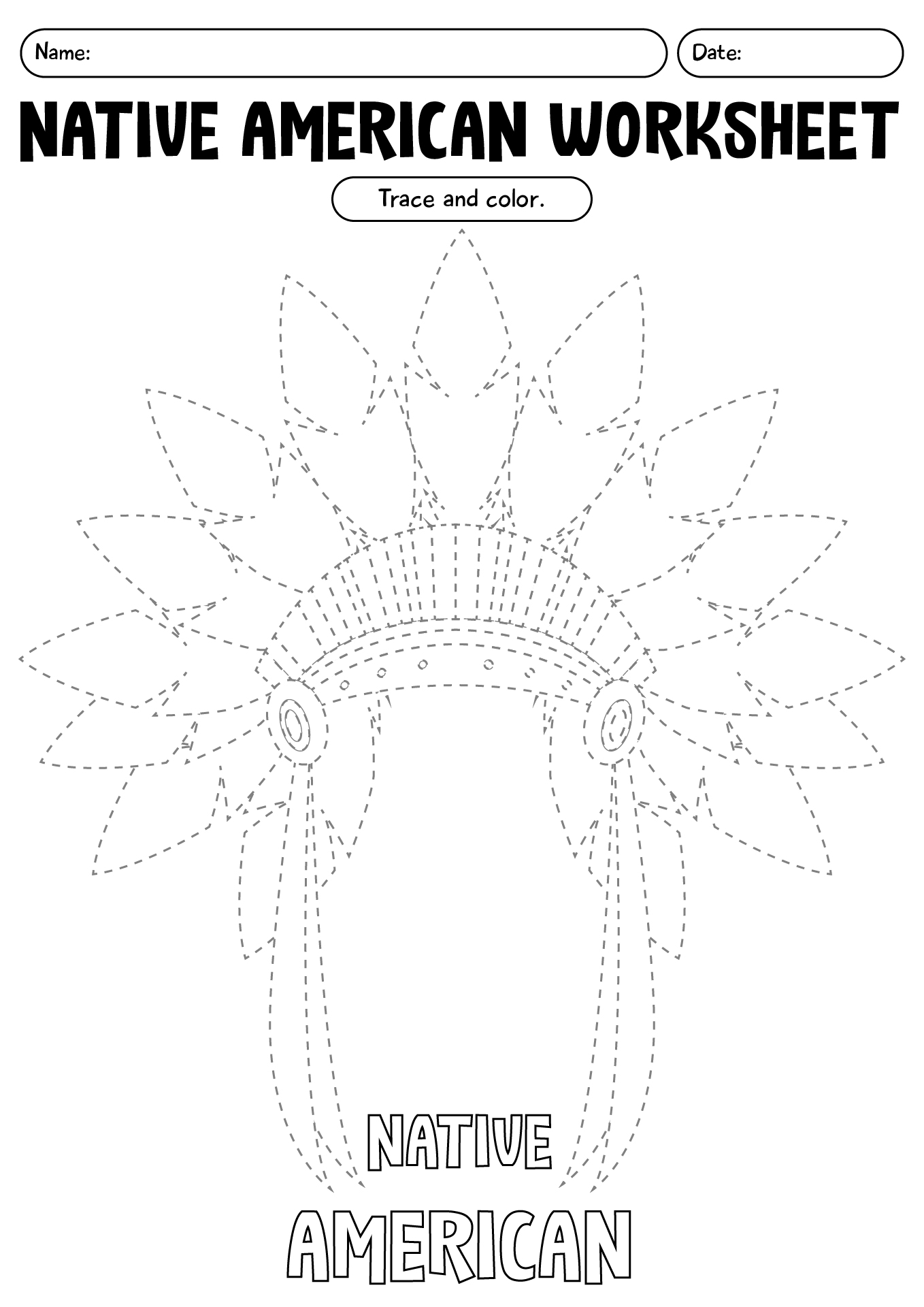 Kids Native American Worksheet
