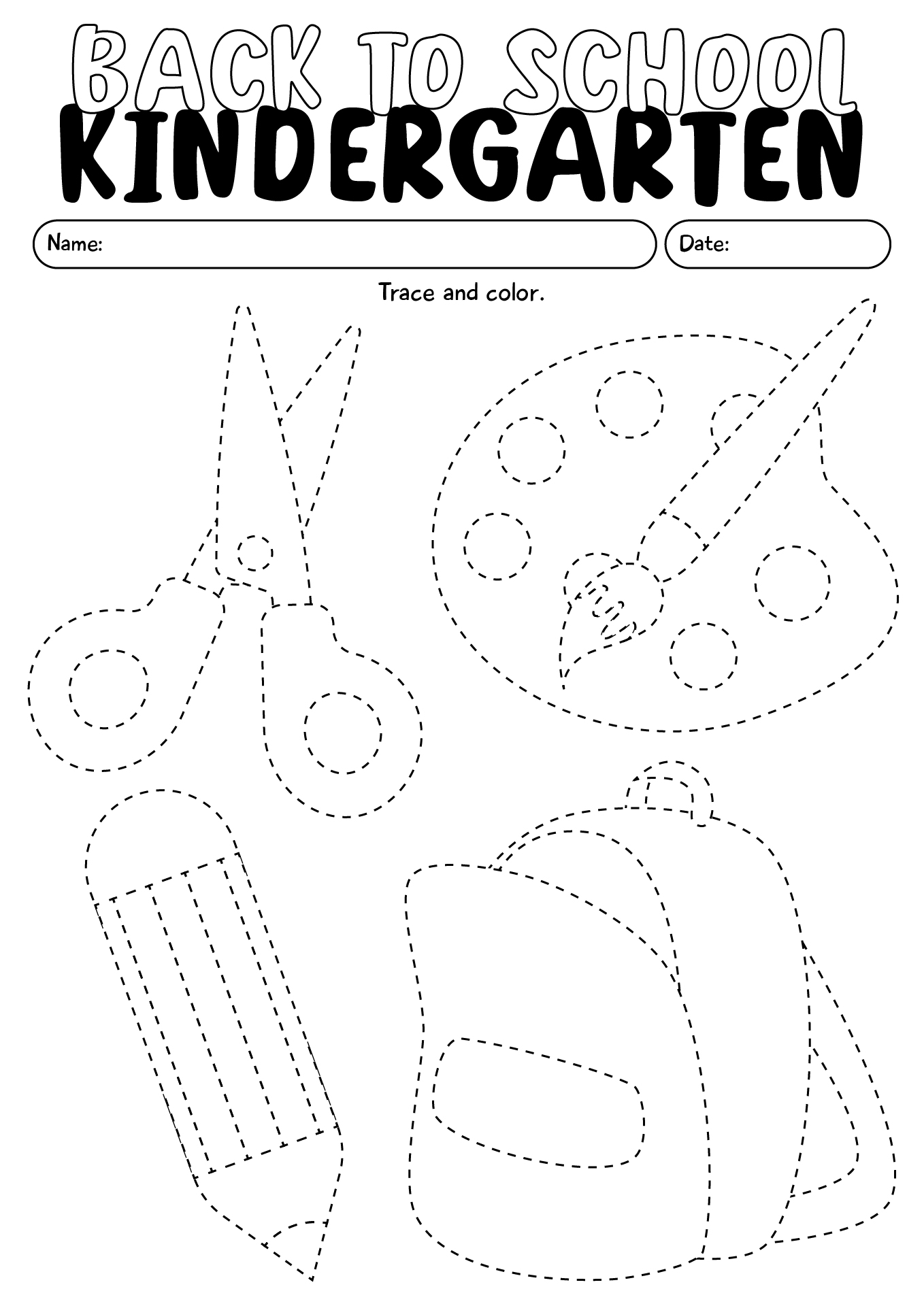 Kindergarten Back To School Worksheet