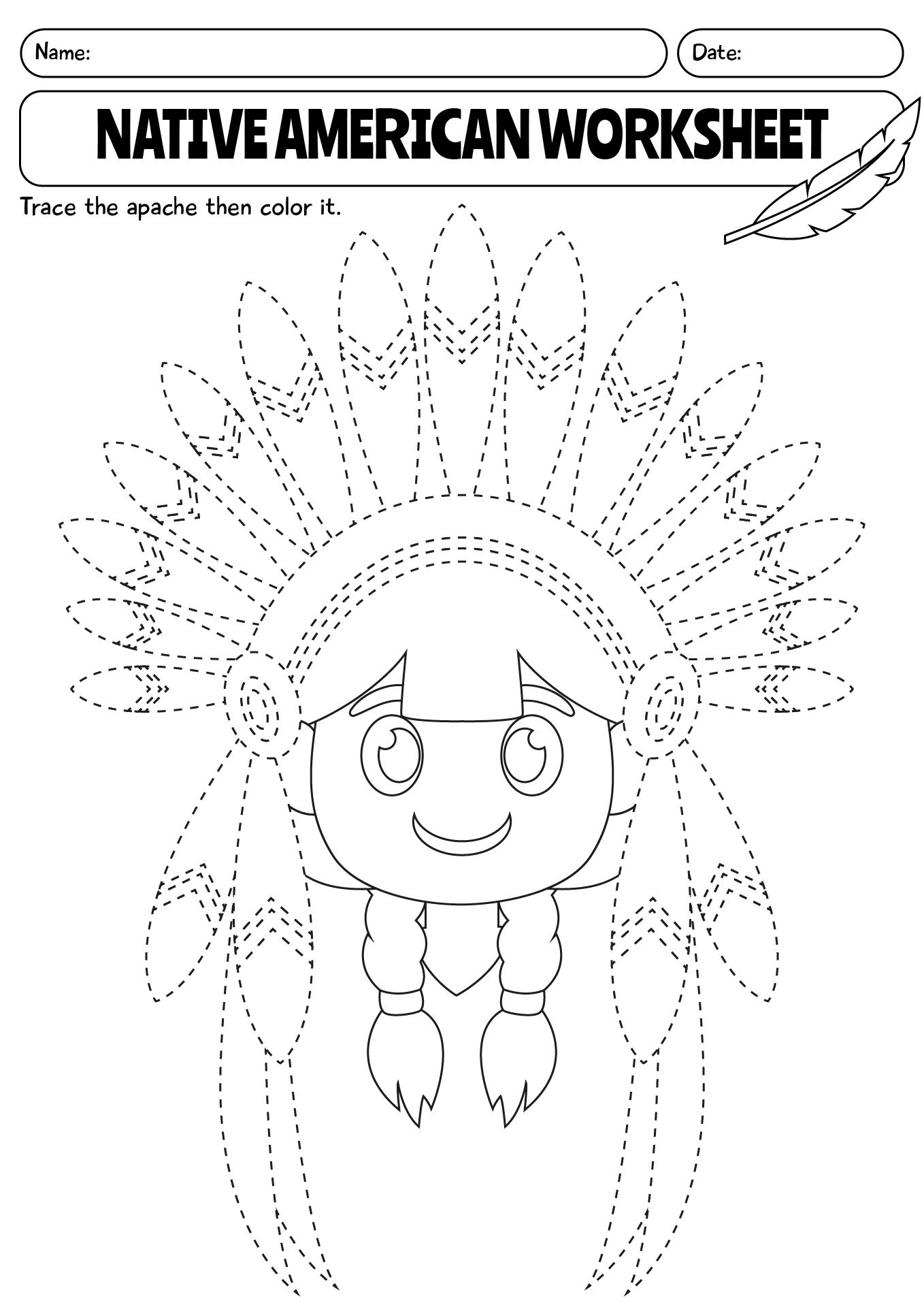 Kindergarten Native American Worksheet