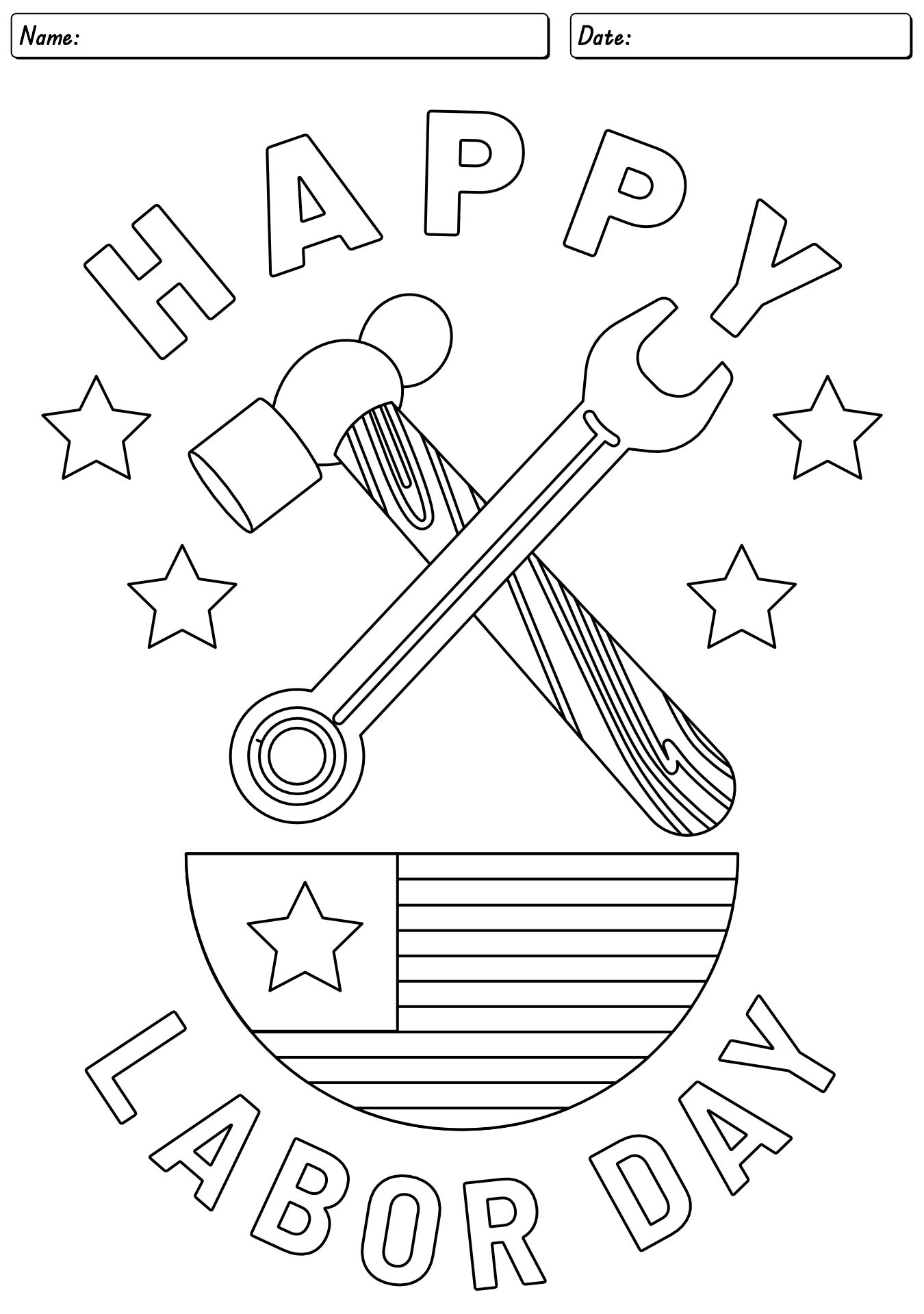 Labor Day Coloring Page Worksheet