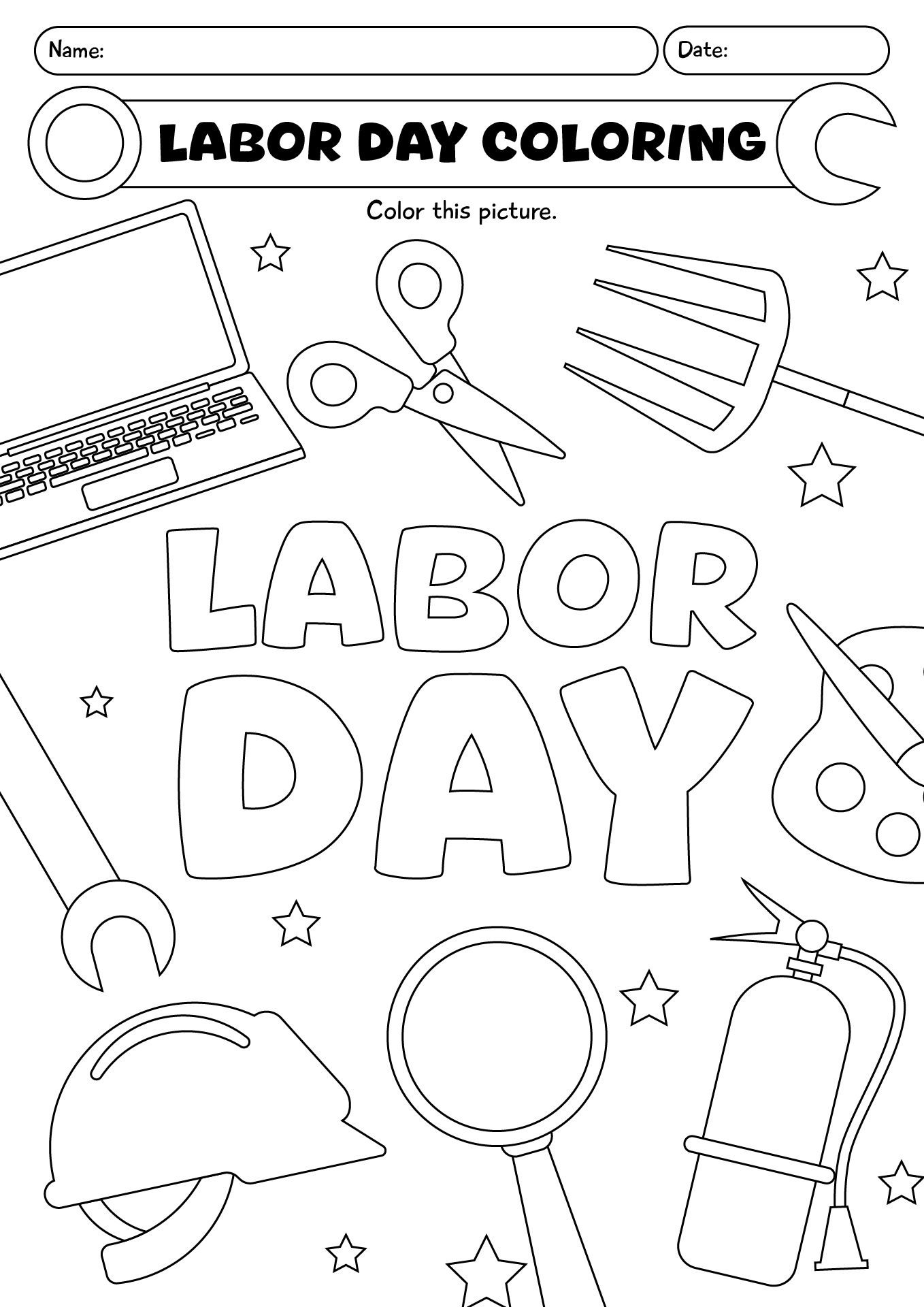 Labor Day Coloring Pages Printable Worksheet