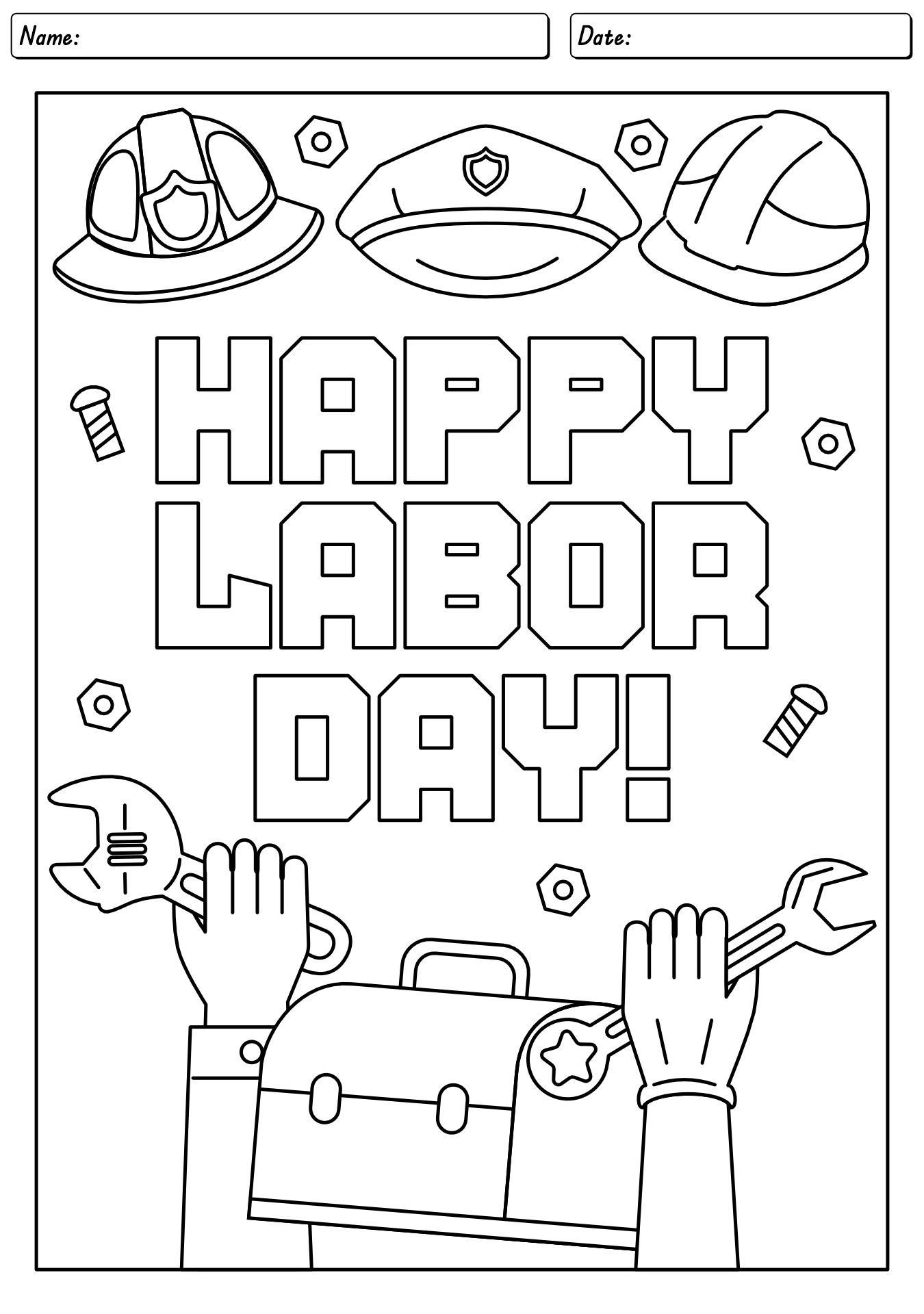 Labor Day Coloring Sheets for Kindergarten