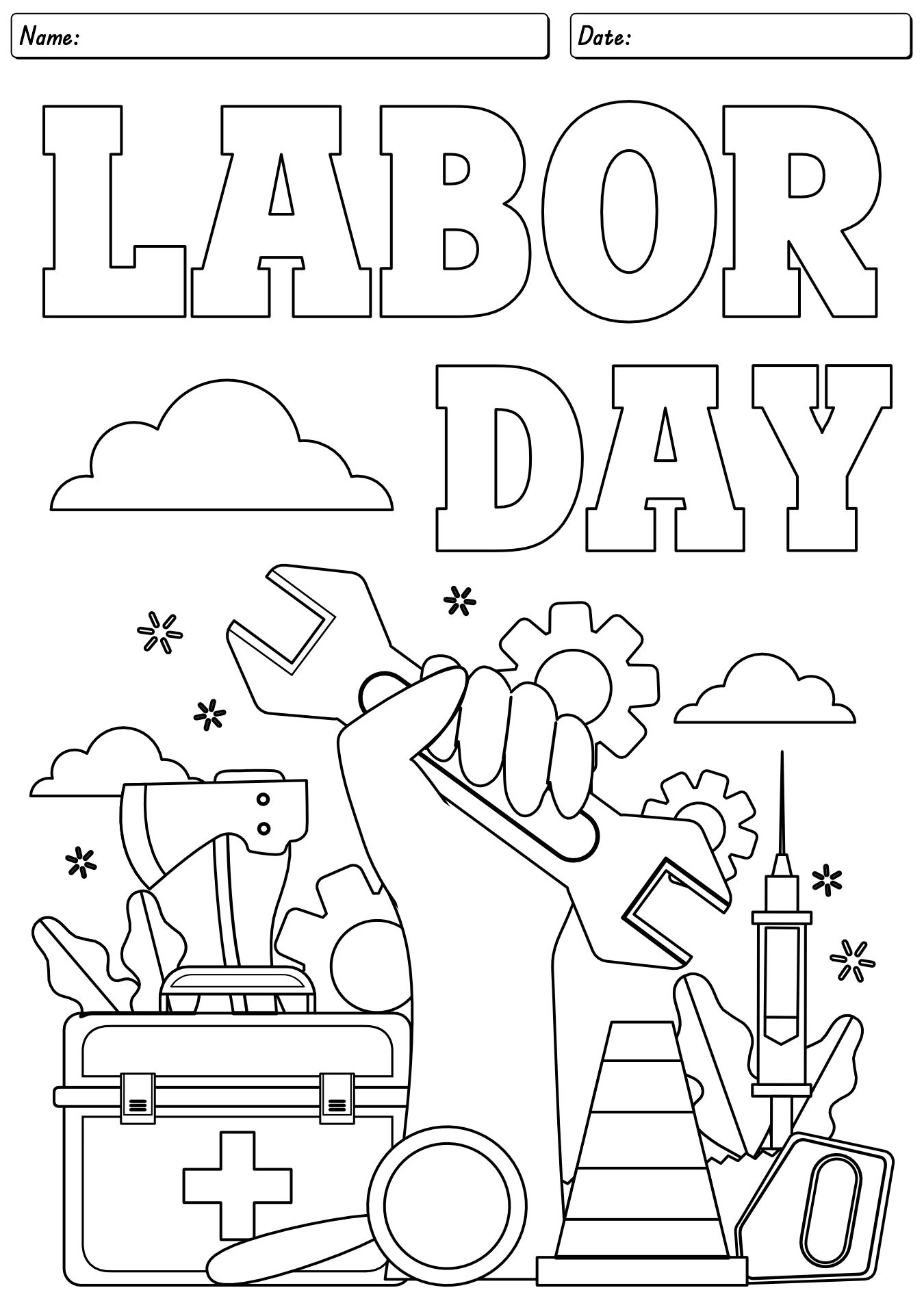 Labor Day Coloring Worksheet