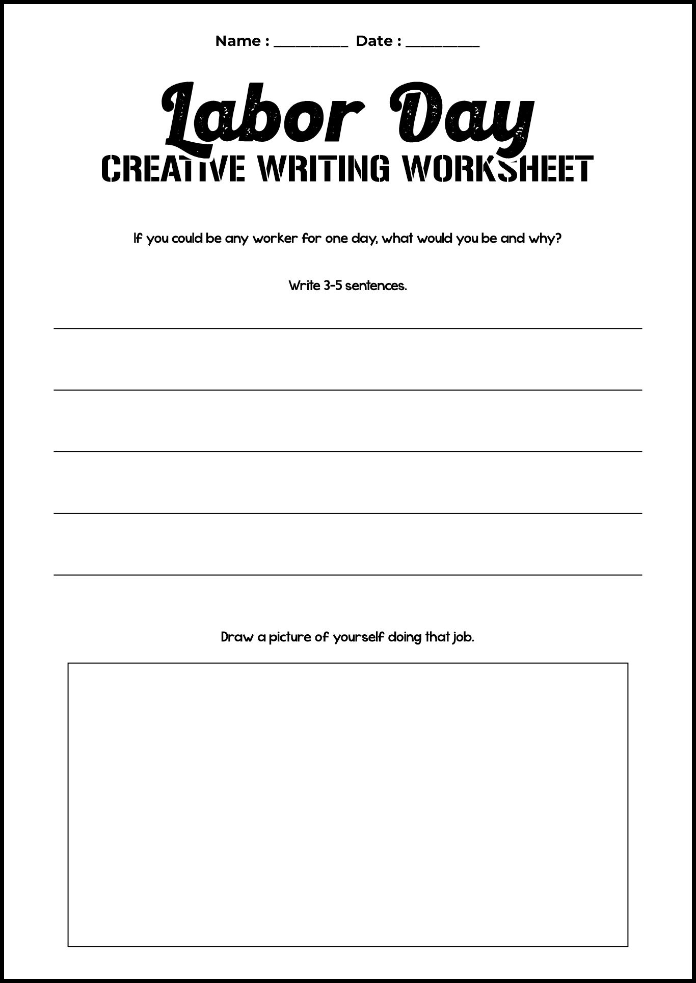 Labor Day Creative Writing Prompts for Kids