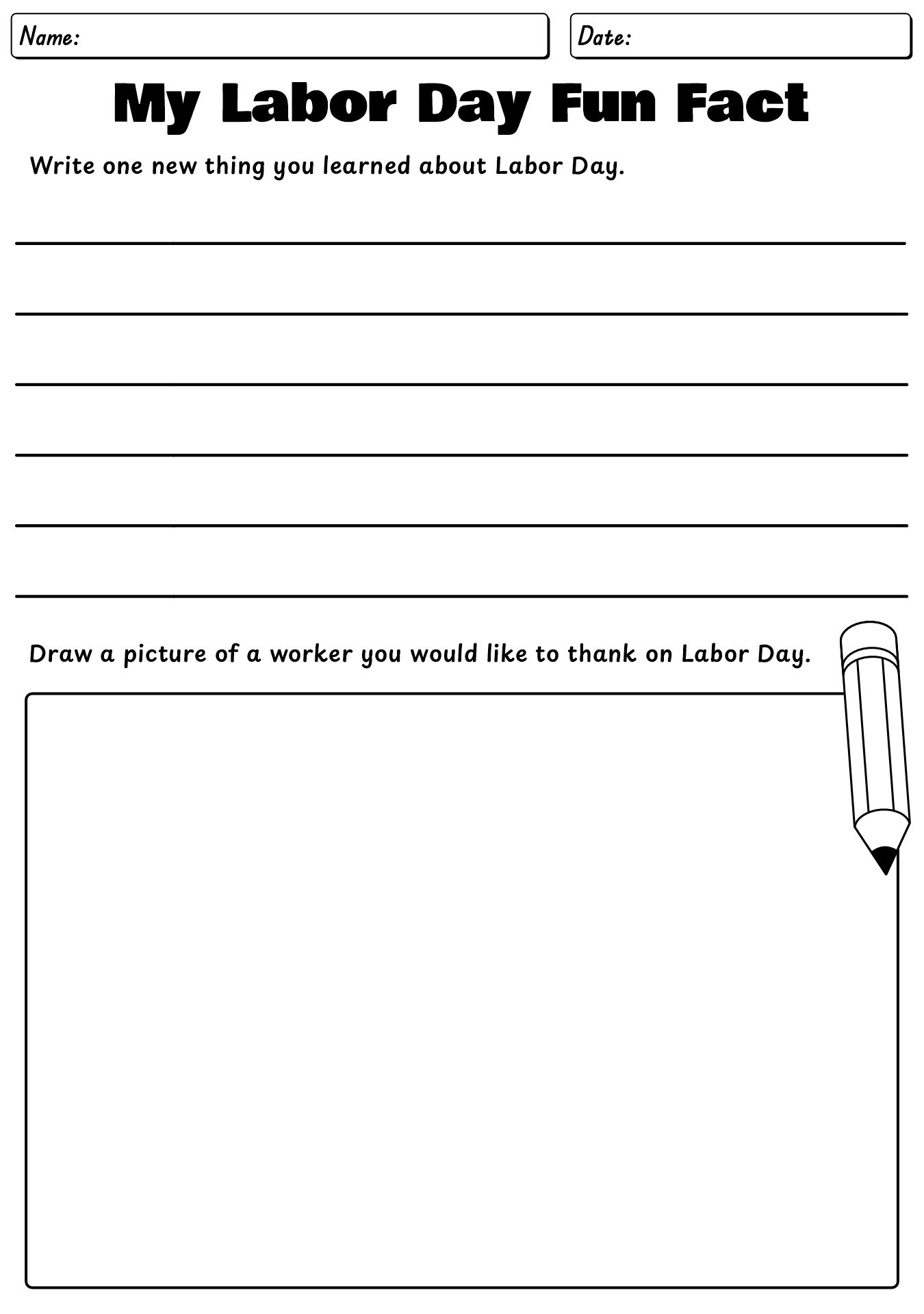 Labor Day Fun Facts Worksheet for Second Grade