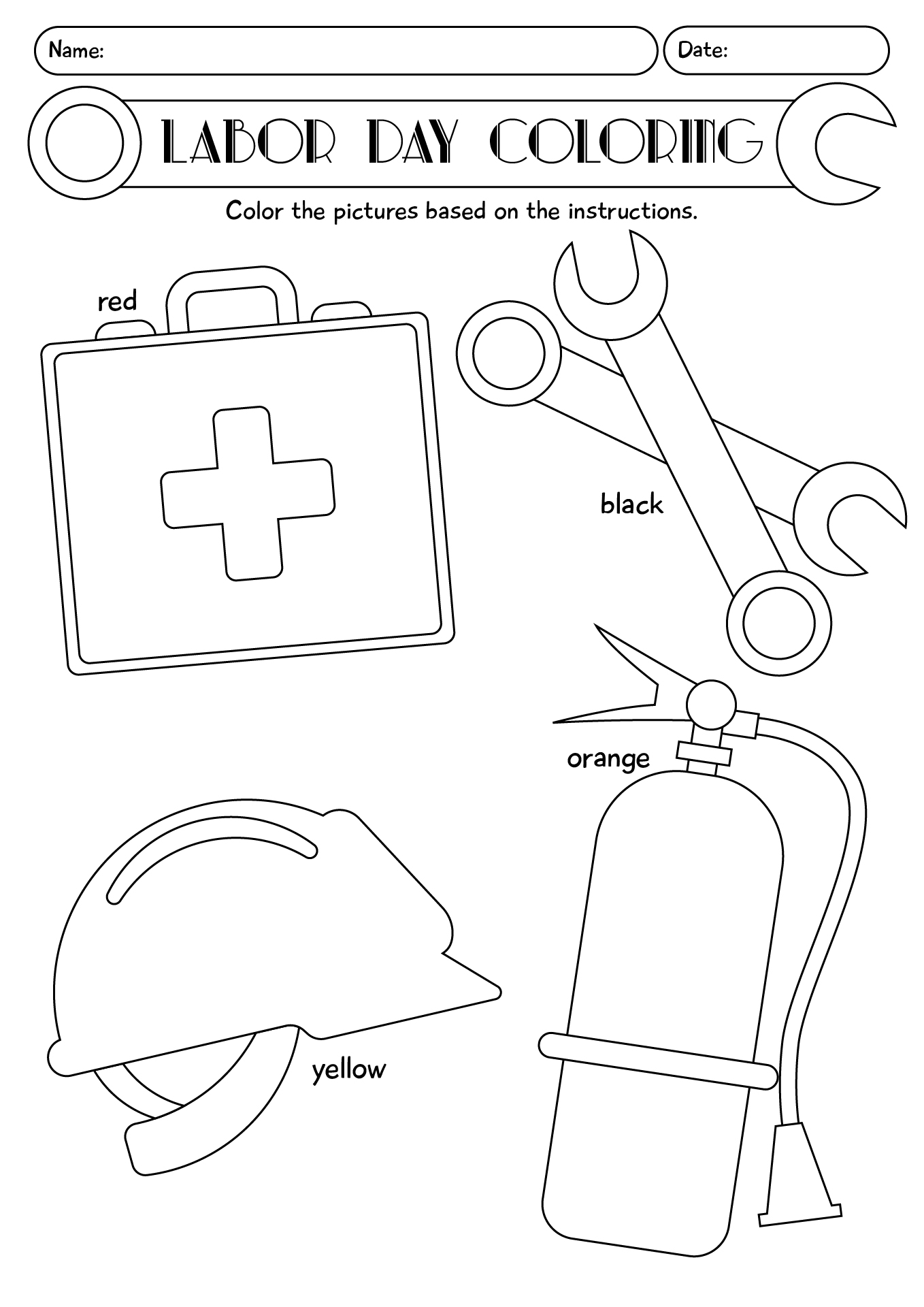 Labor Day Read And Color Worksheet