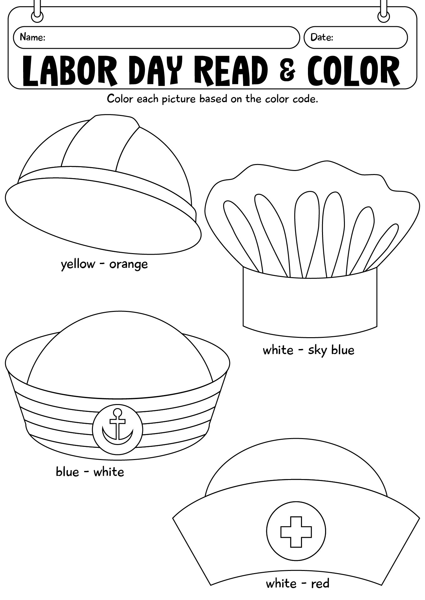 Labor Day Read And Color Worksheet