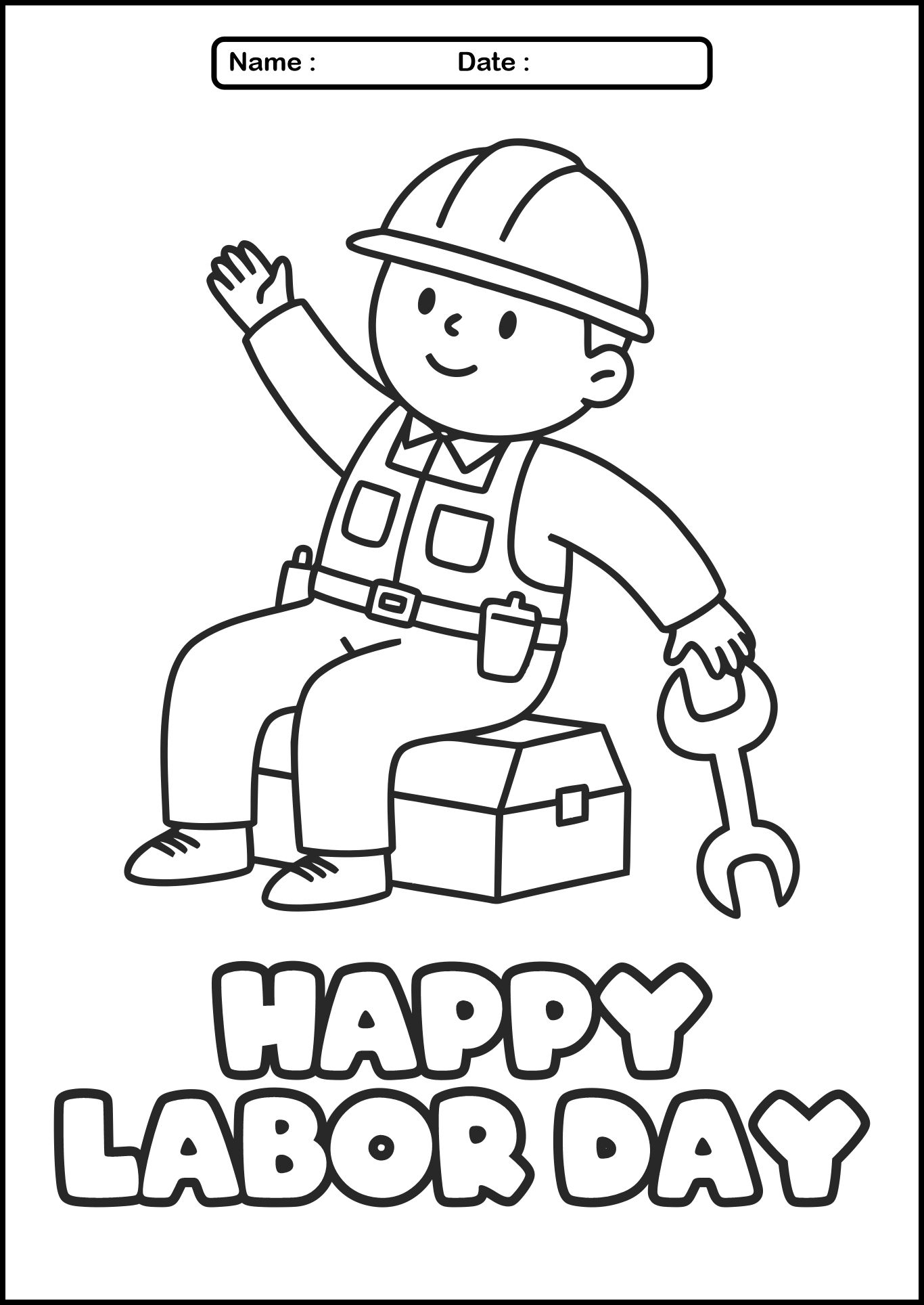 Labor Day Themed Coloring Sheets for Children
