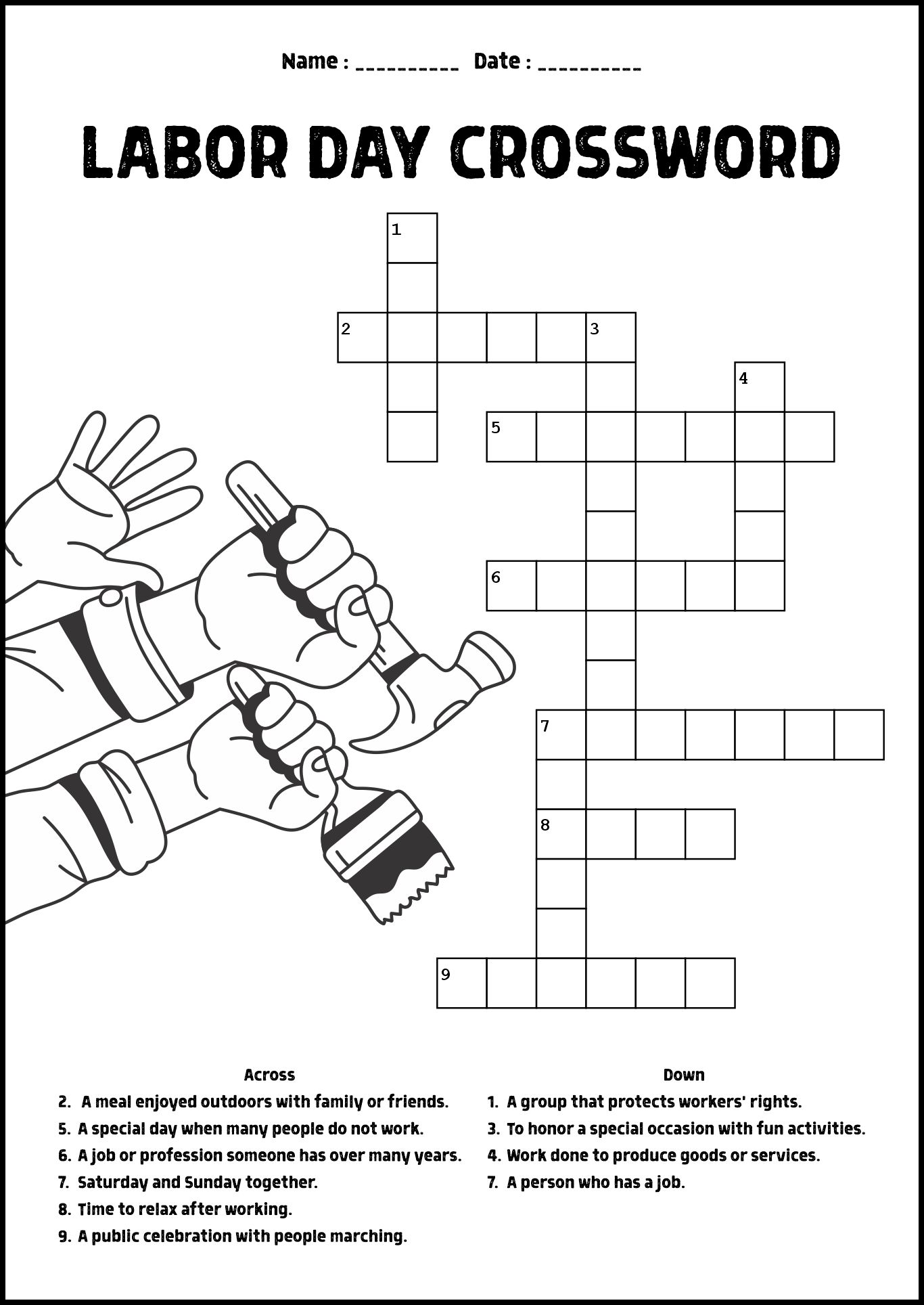 Labor Day Weekend Crossword Puzzles