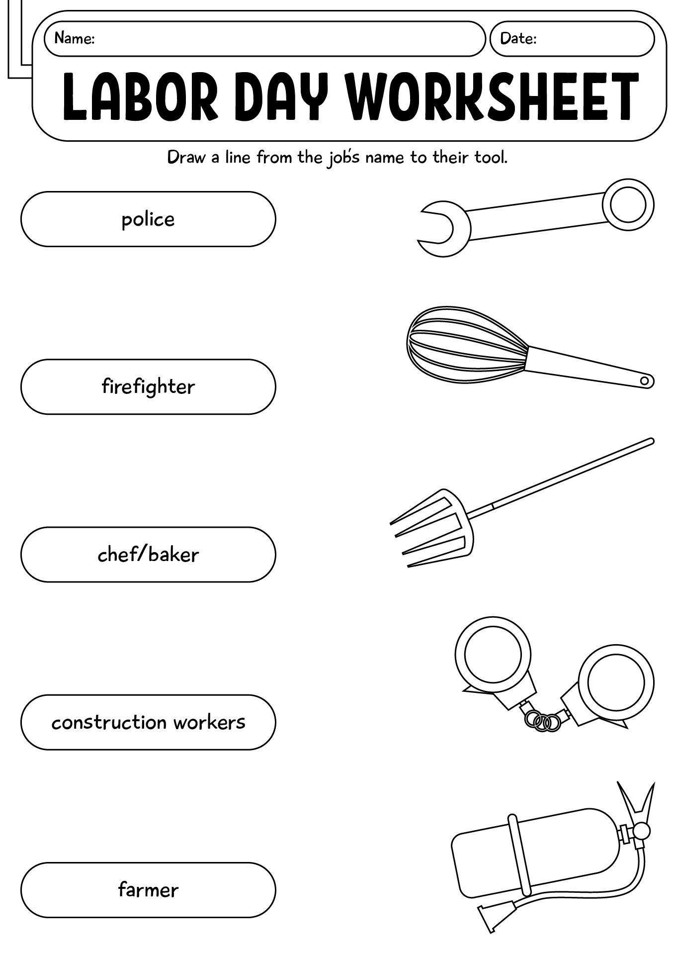 Labor Day Worksheets For Kids
