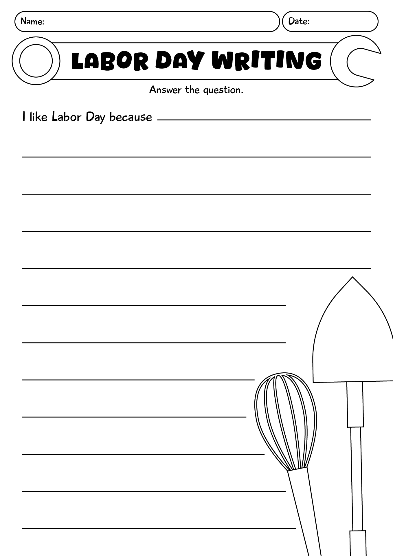 Labor Day Writing Worksheet