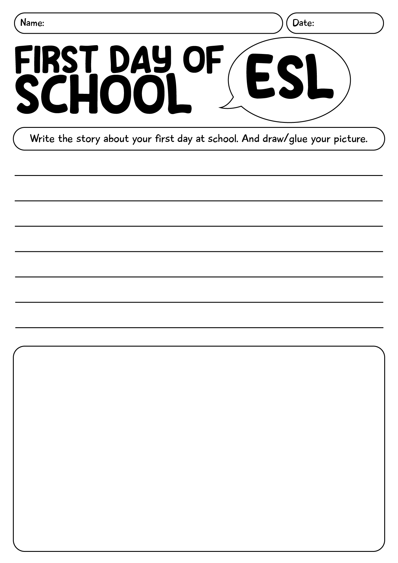 My First Day ESL Worksheet